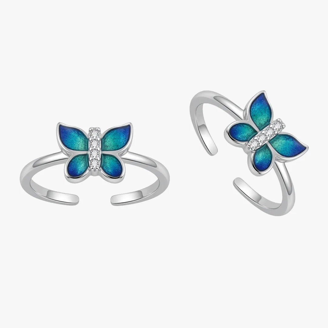 Blue teal butterfly metti pair