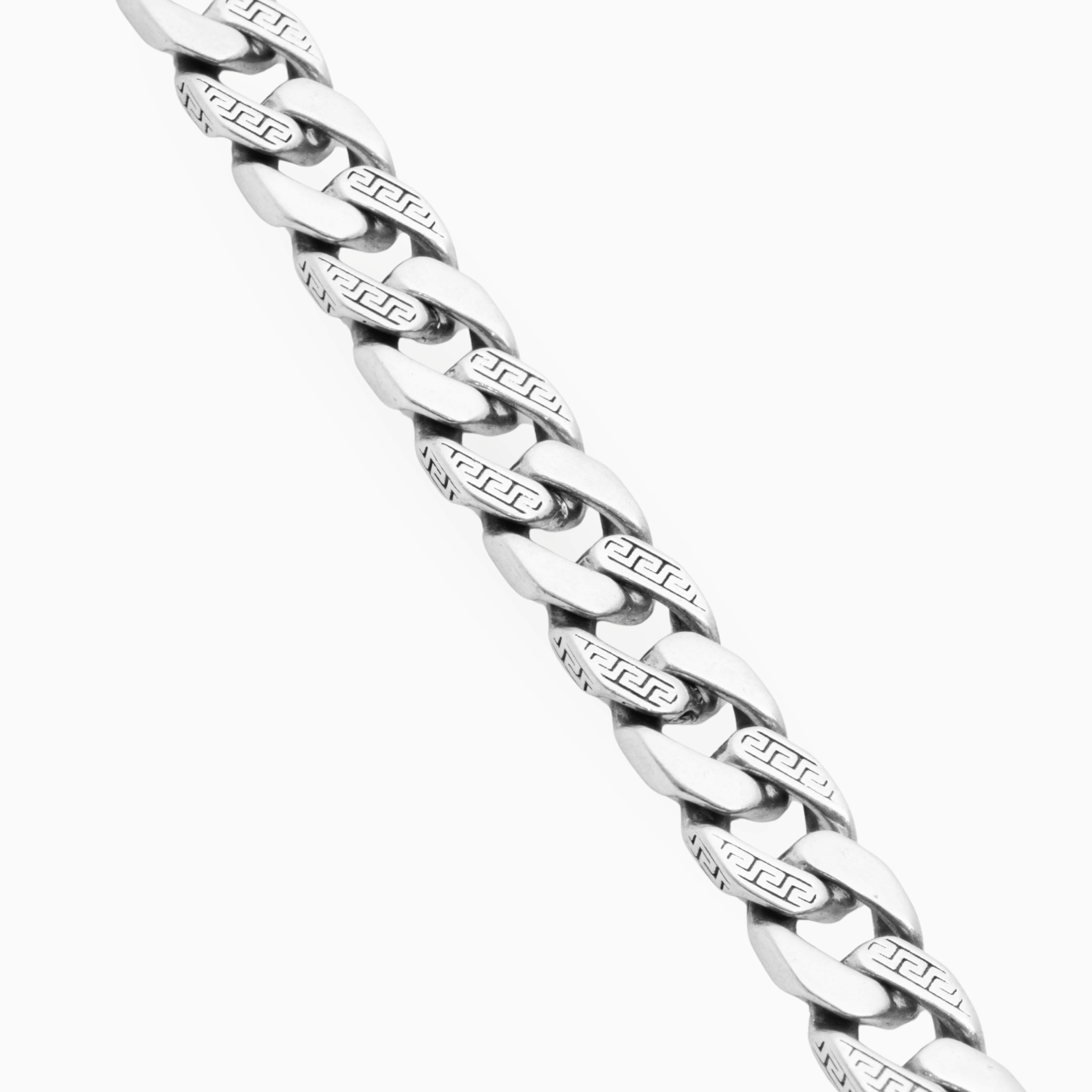 Bold Greek key pattern silver chain bracelet