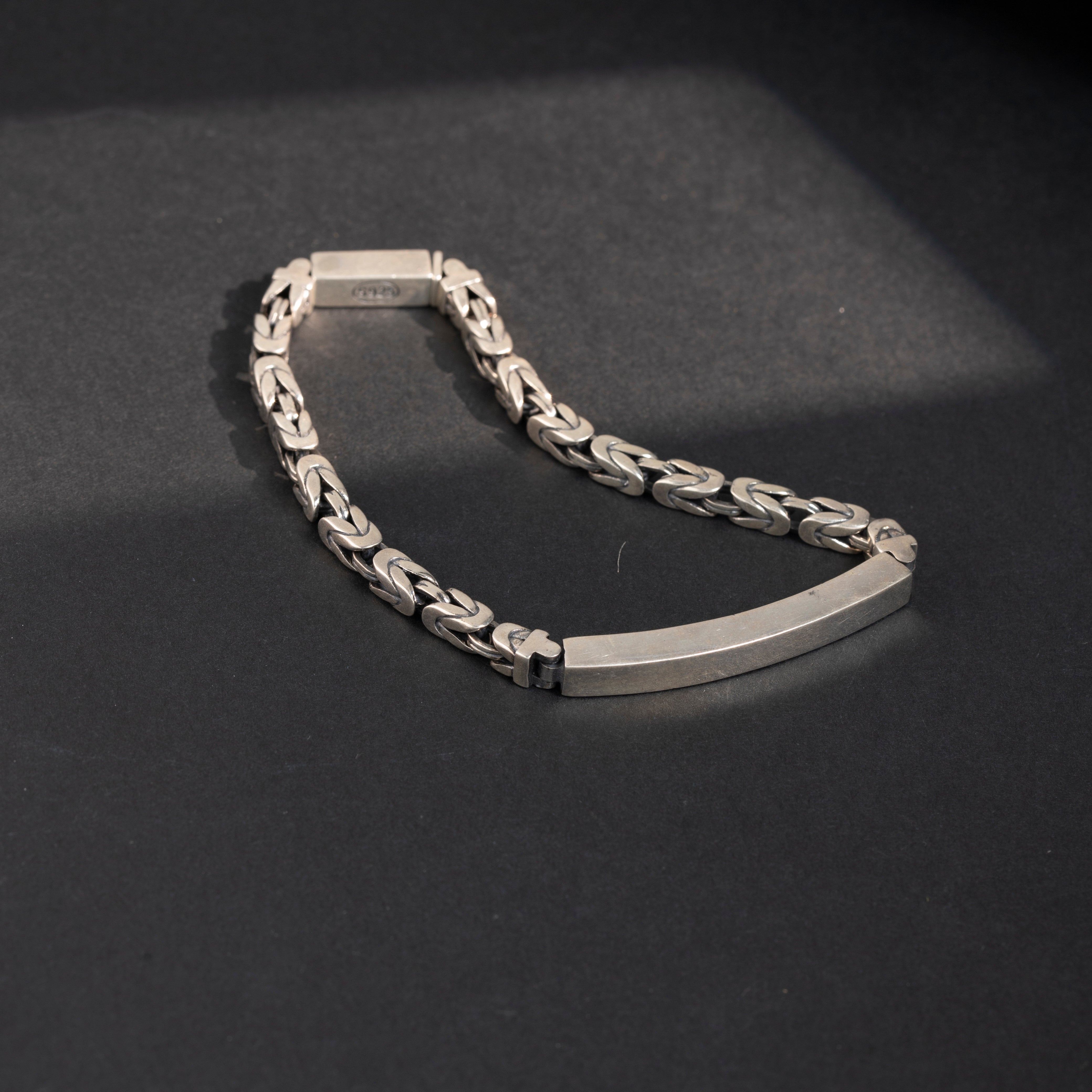 Bold men’s silver ID chain bracelet