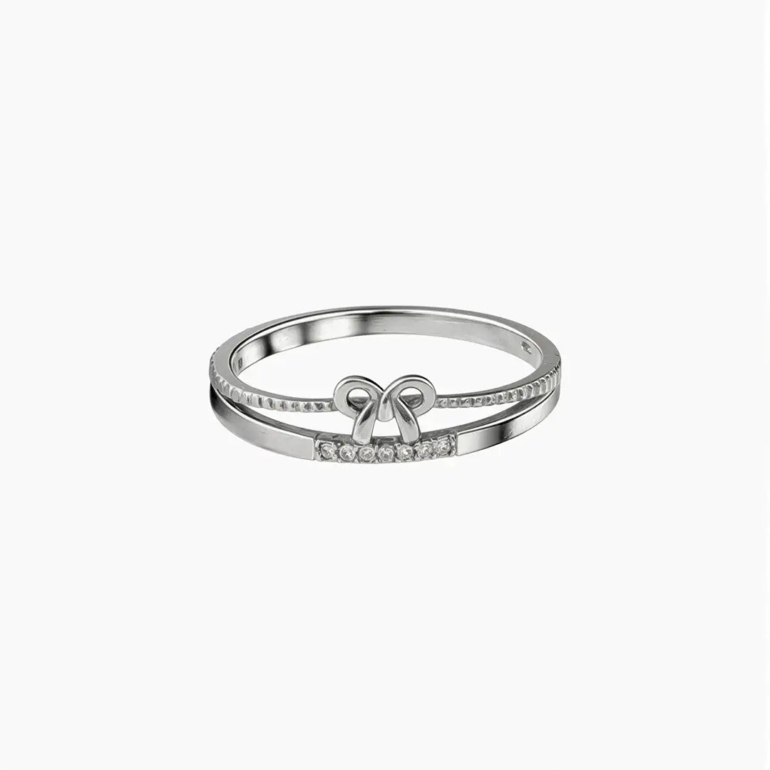 Bow crystal ring for women