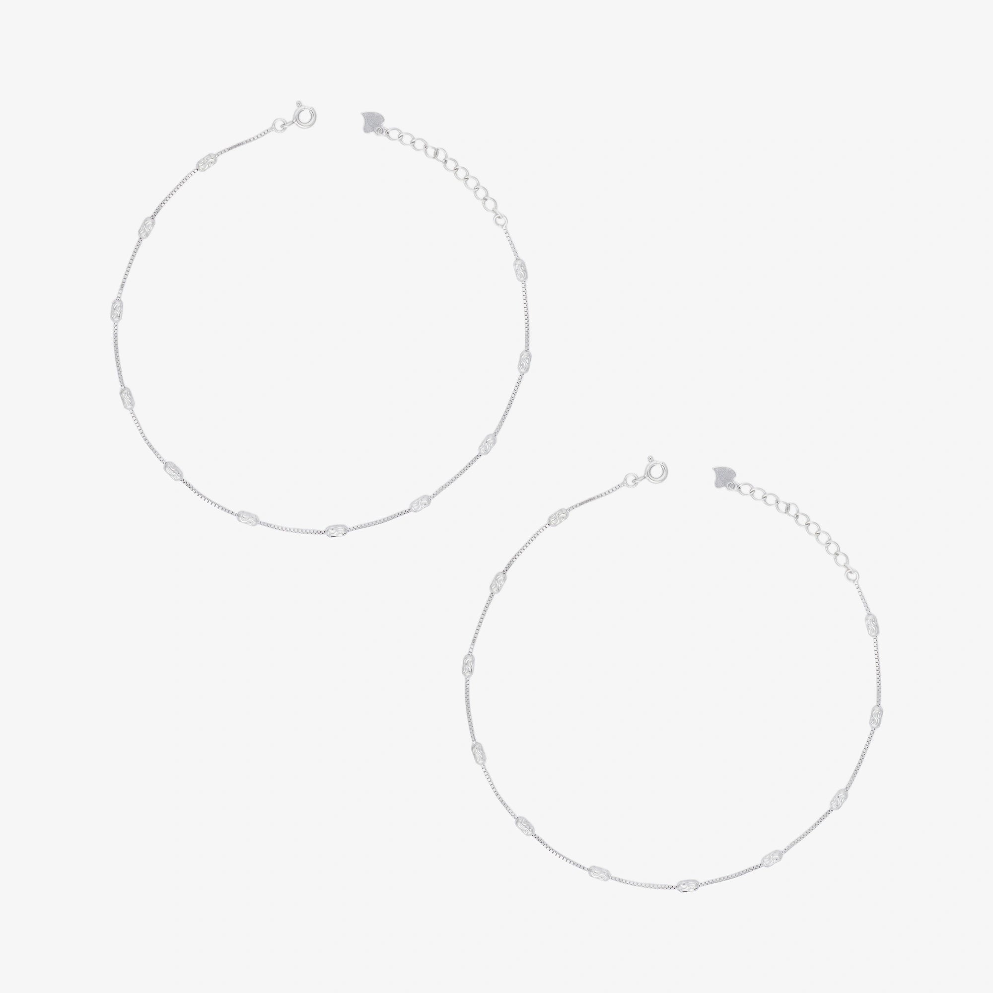 Box Chain Anklet in Sterling Silver Ishna