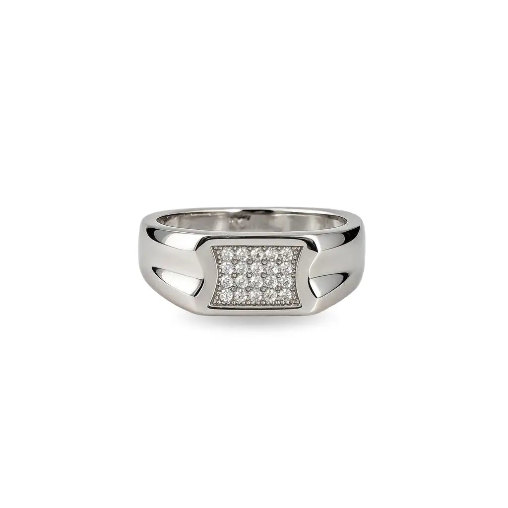 Boys silver ring with geometric design