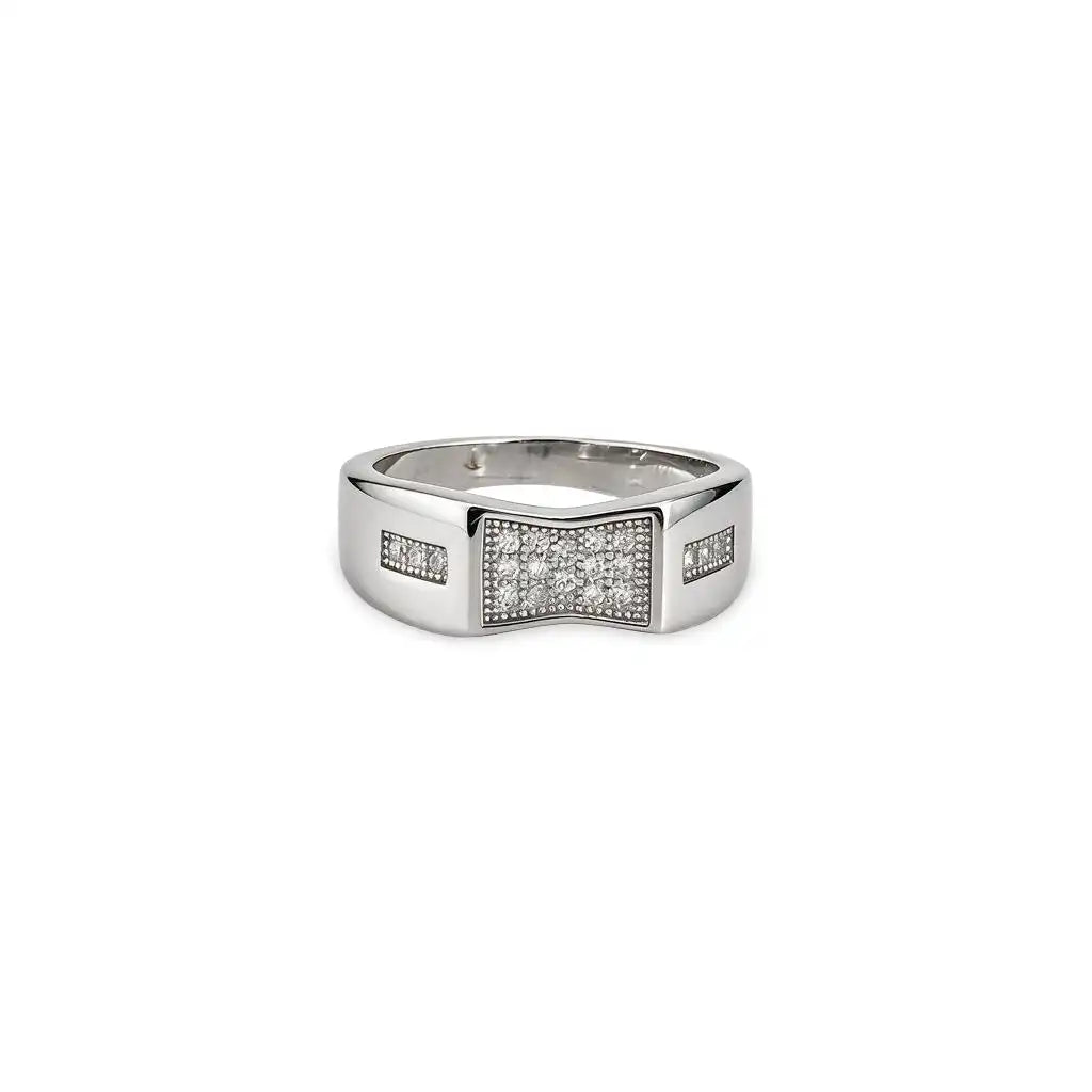 Boys silver signet ring with stone detailing