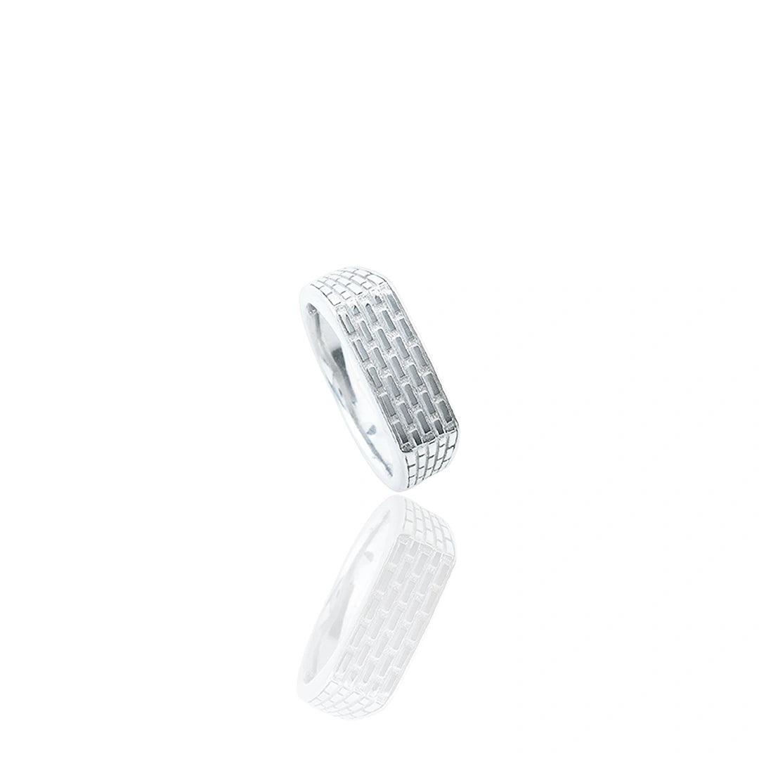 Brick Pattern Ring in 925 Sterling Silver Ishna 