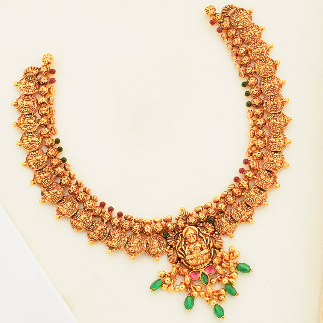 Bridal Lakshmi Coin Necklace Set with Stud Earrings Online