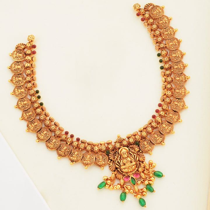Bridal Lakshmi Coin Necklace Set with Stud Earrings Online