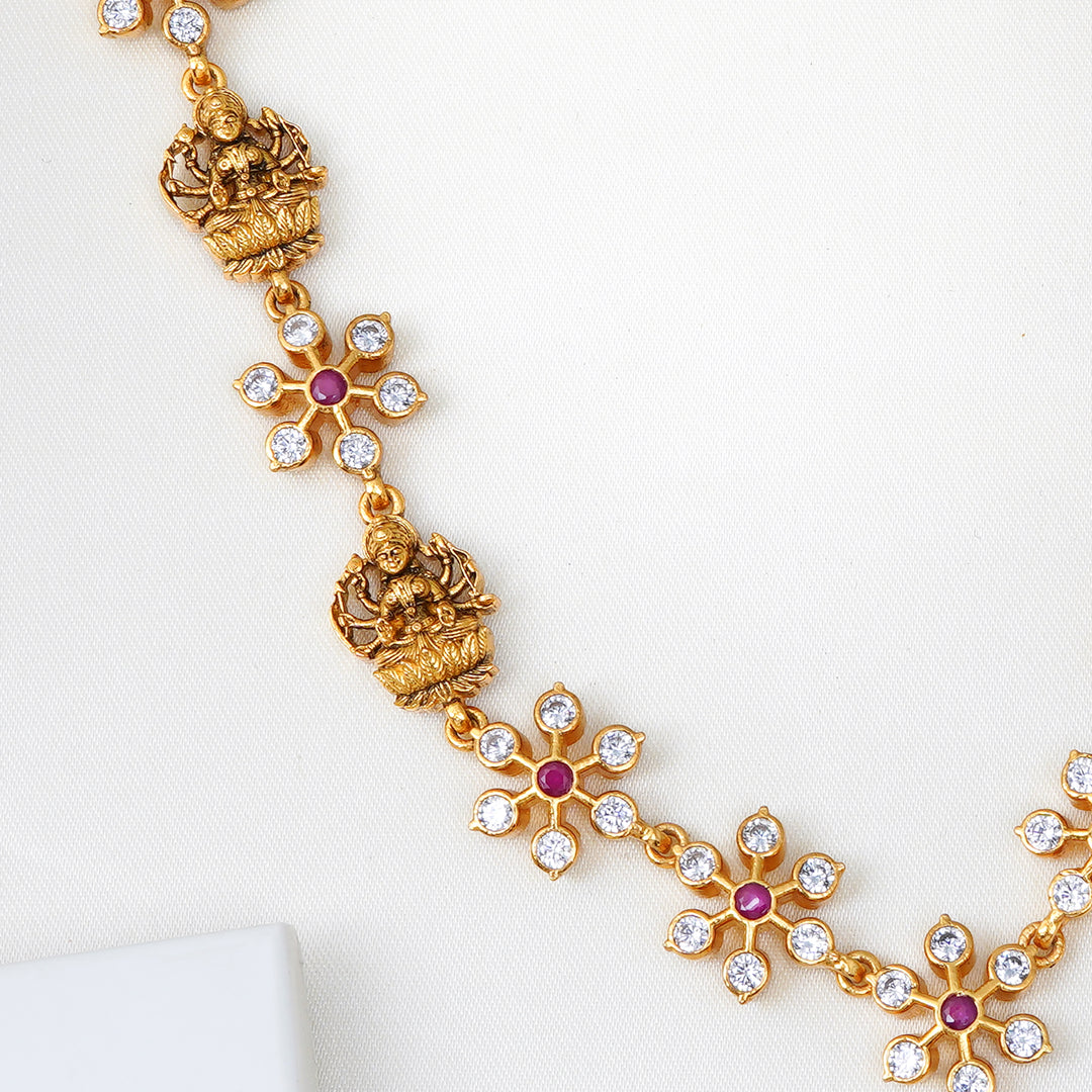 Bridal Lakshmi floral necklace with ruby stones