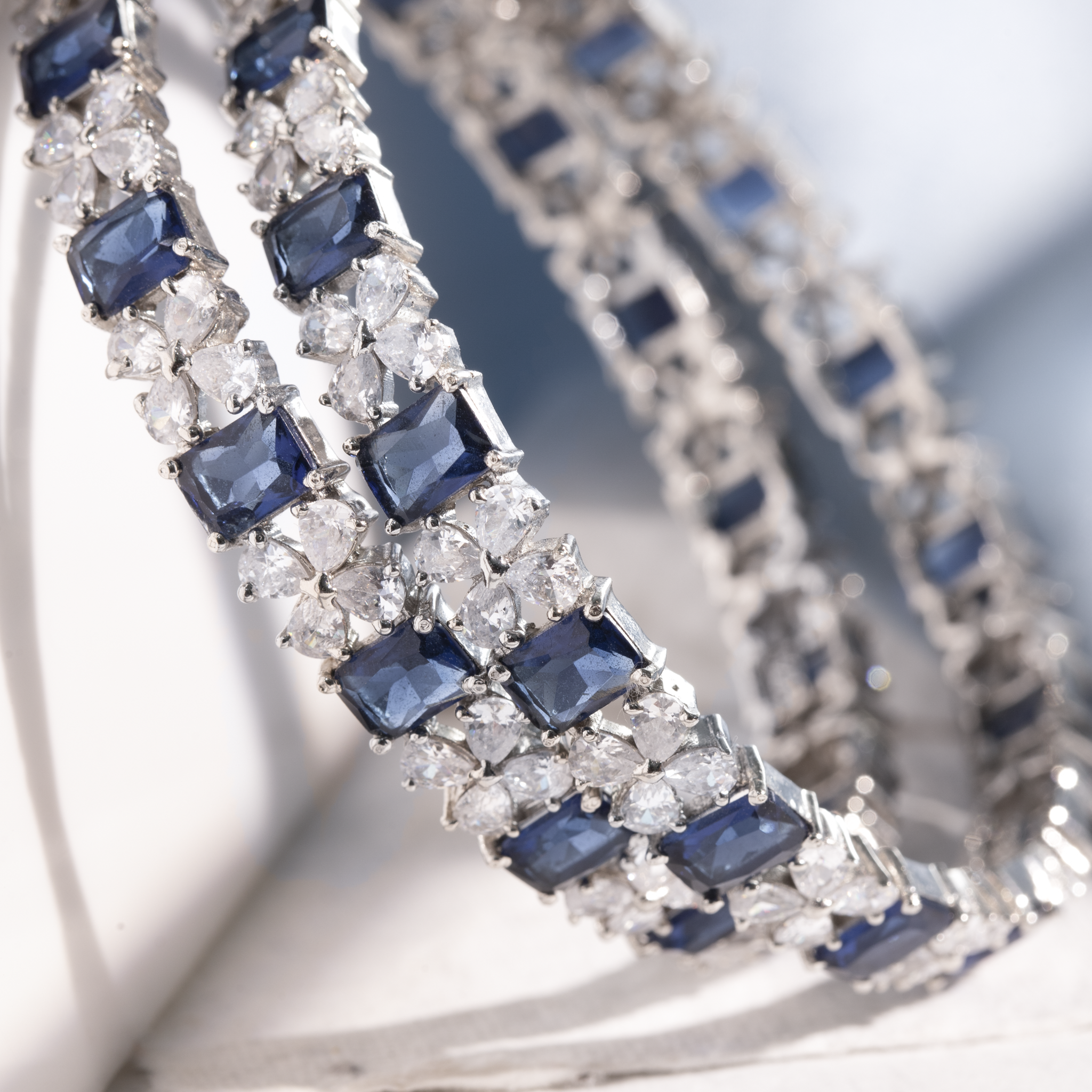 Bridal blue and white stone bangles