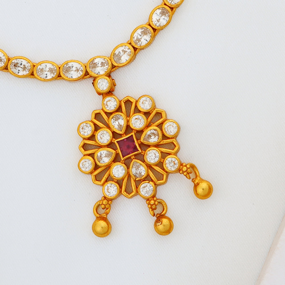 Bridal gold necklace studded with shimmering Soraski stones