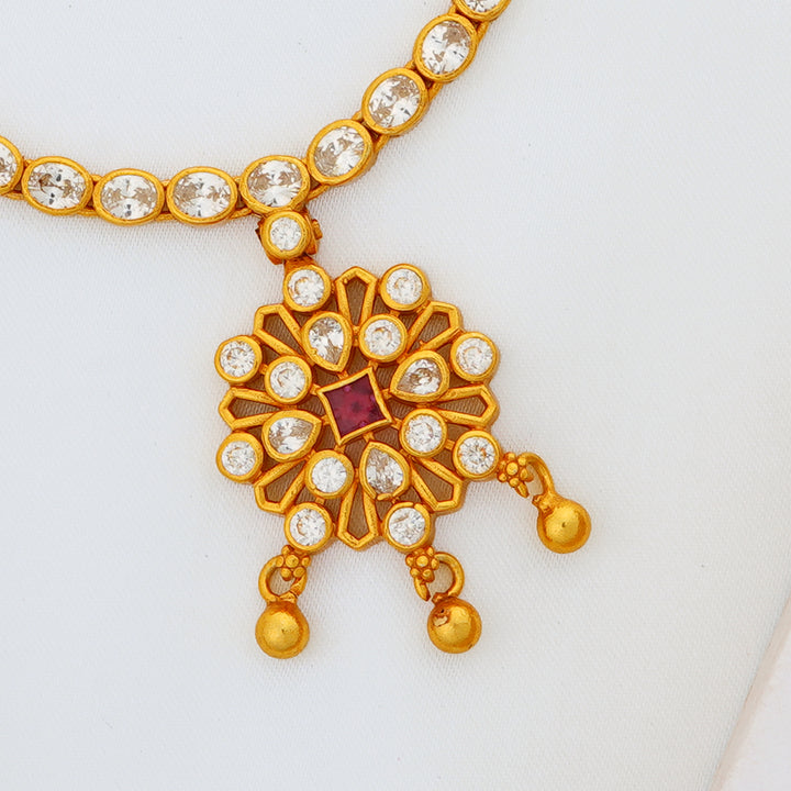 Bridal gold necklace studded with shimmering Soraski stones
