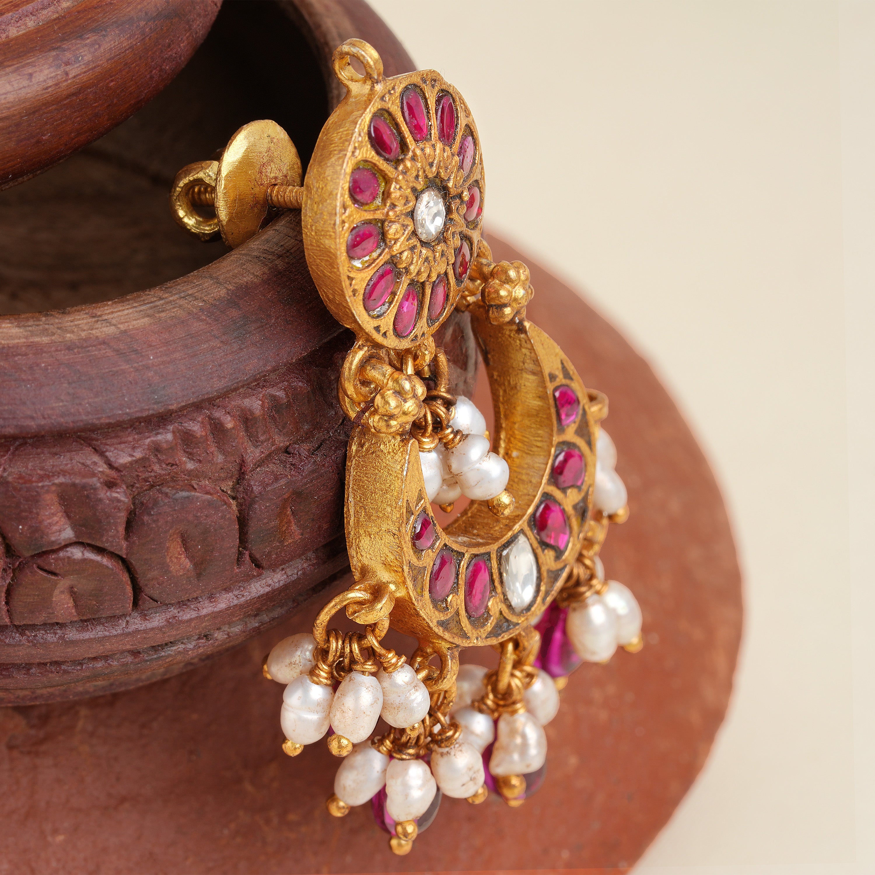 Bridal kundan chandbali earrings design