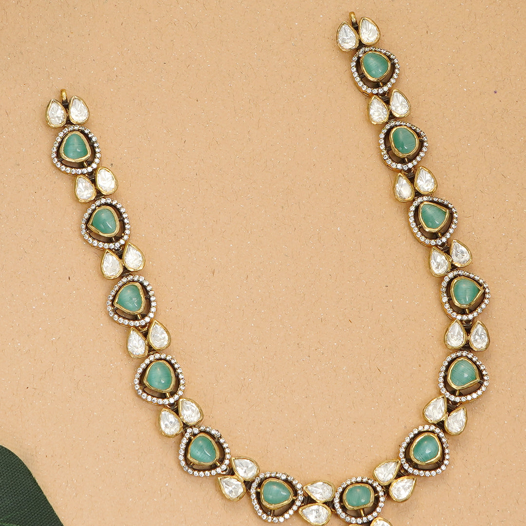 Bridal pastel green stone necklace set