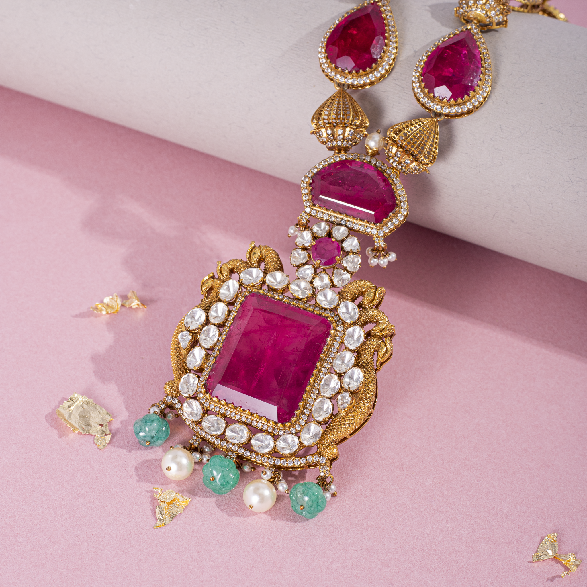 Bridal ruby stone necklace