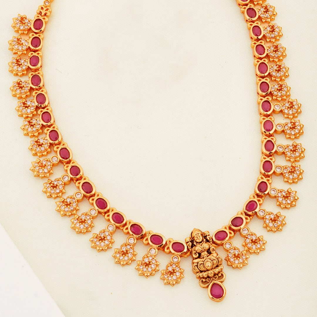 Bridal temple jewellery set with ruby and pearl work