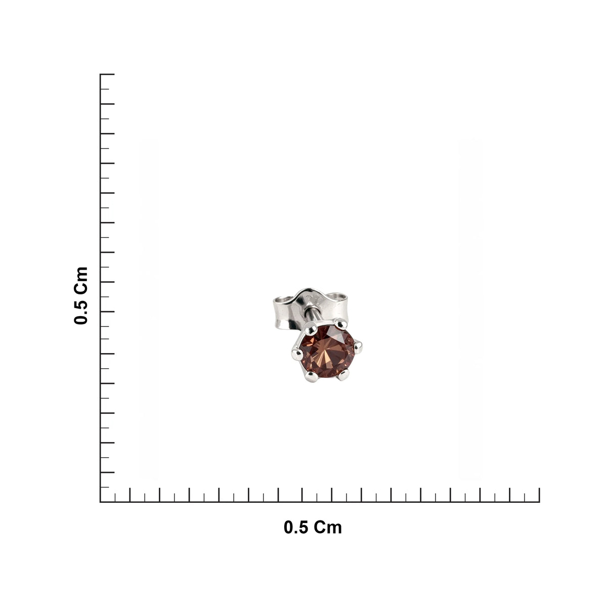 Brown crystal sterling silver stud earrings for women