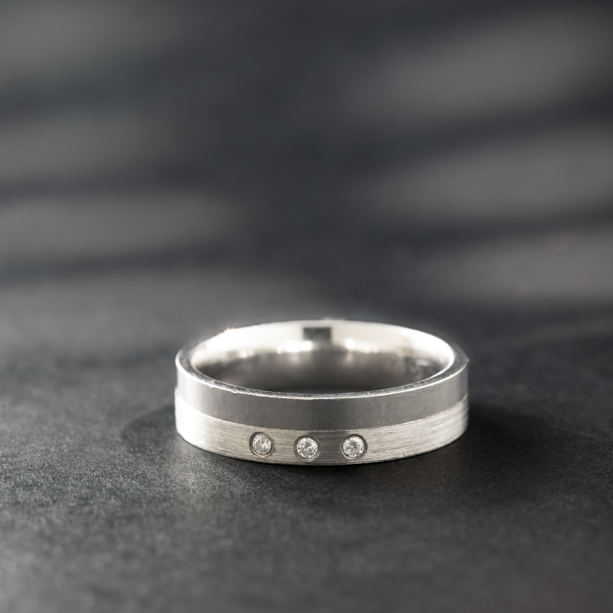 Brushed finish silver band