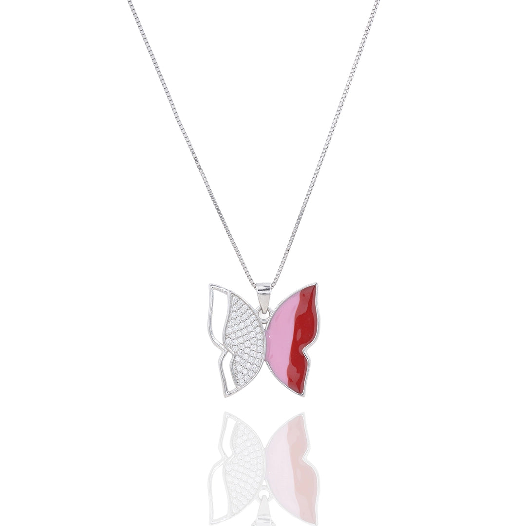 Butterfly Pendant Chain & Earrings in 925 Sterling Silver Ishna