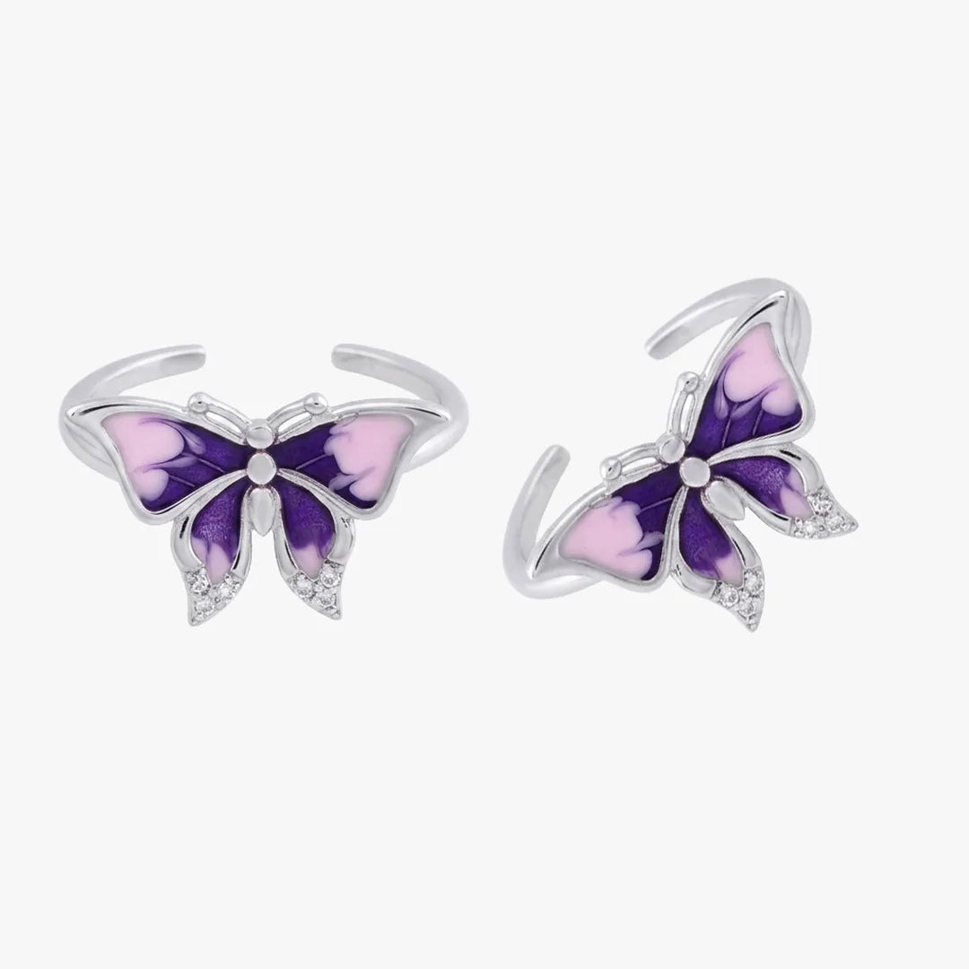 Butterfly design purple stone toe ring