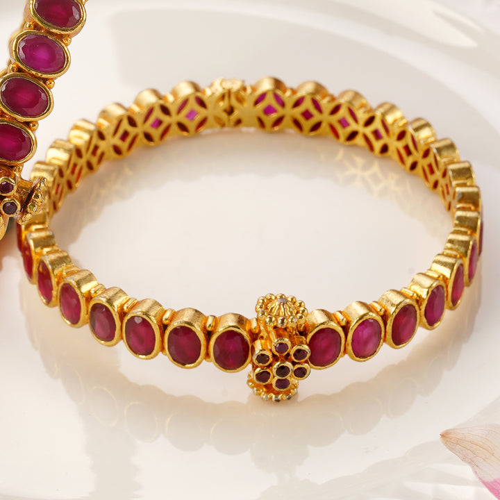 Buy ruby stone bangles online with screw type closure