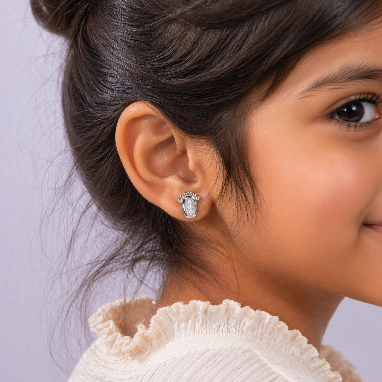 CZ 92.5 Sterling Silver Baby Feet Stud Ishna