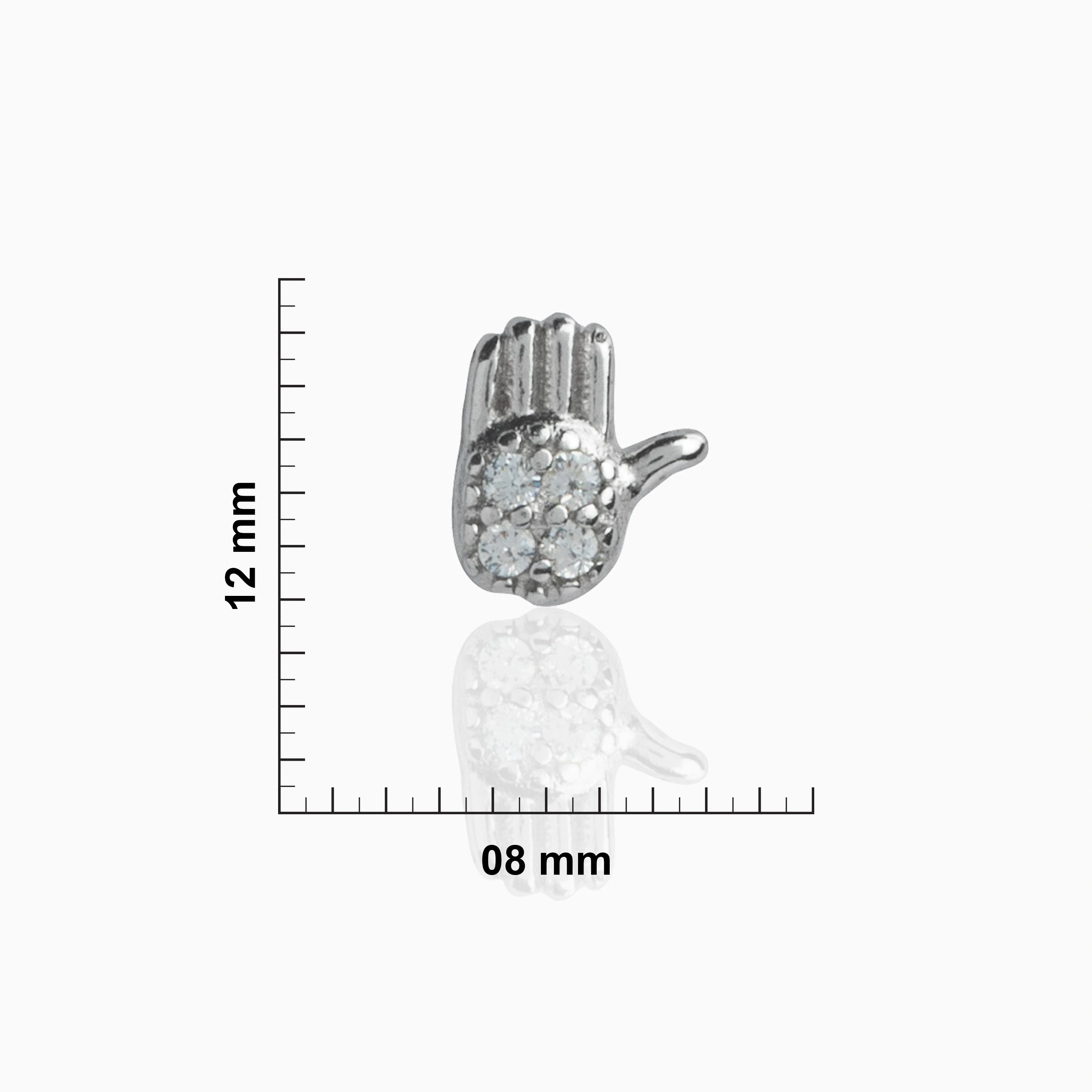 CZ 92.5 Sterling Silver Hamsa Hand Stud Earrings Ishna