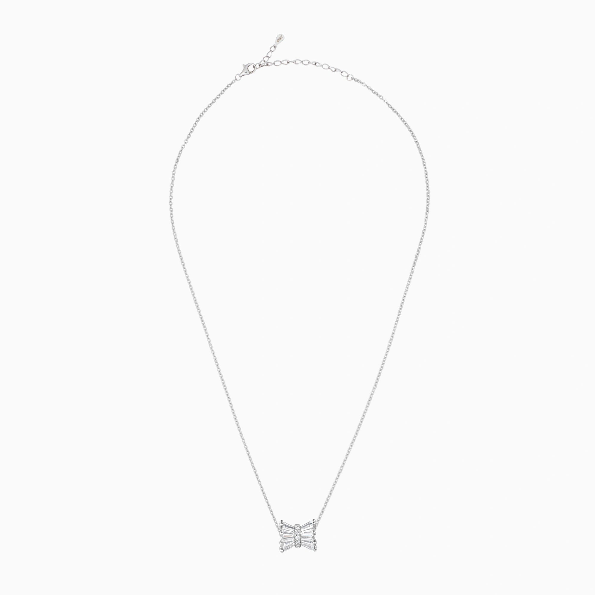 CZ Baguette Stone Bow Pendant Chain Ishna