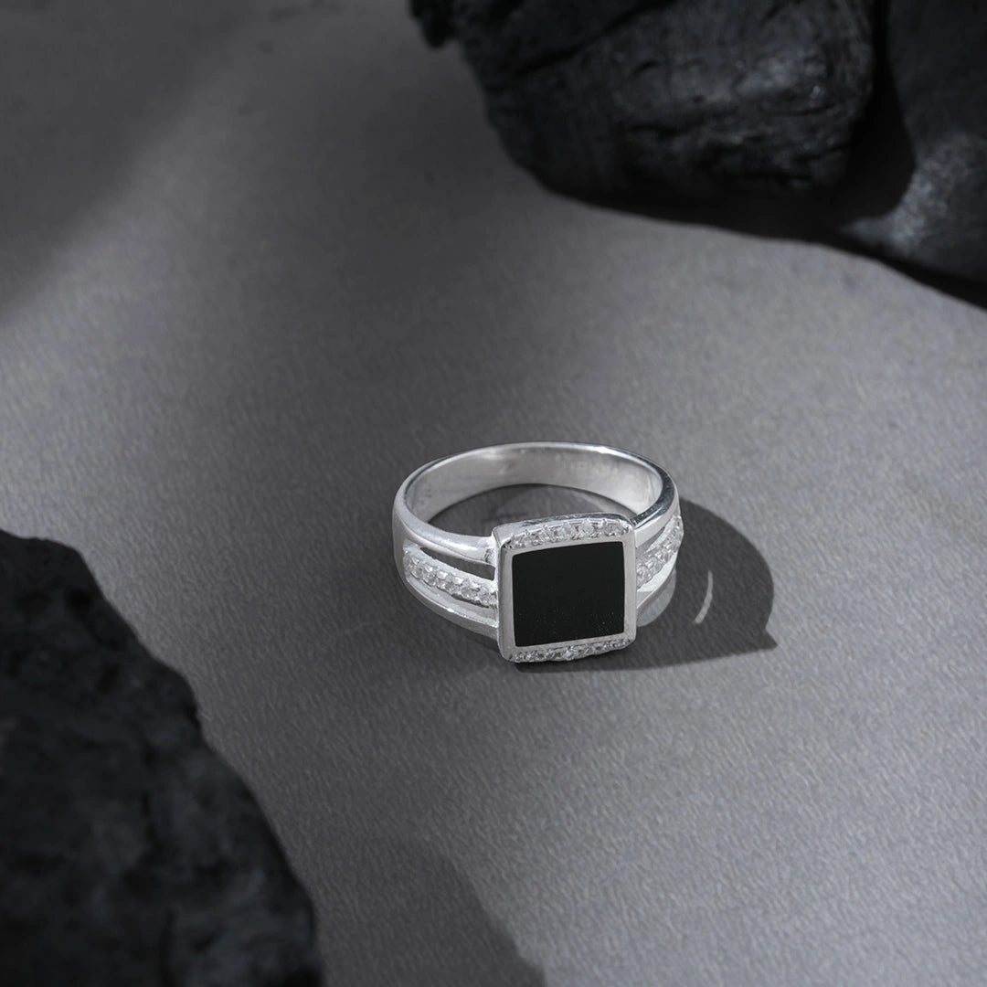 CZ Black Square Ring Ishna