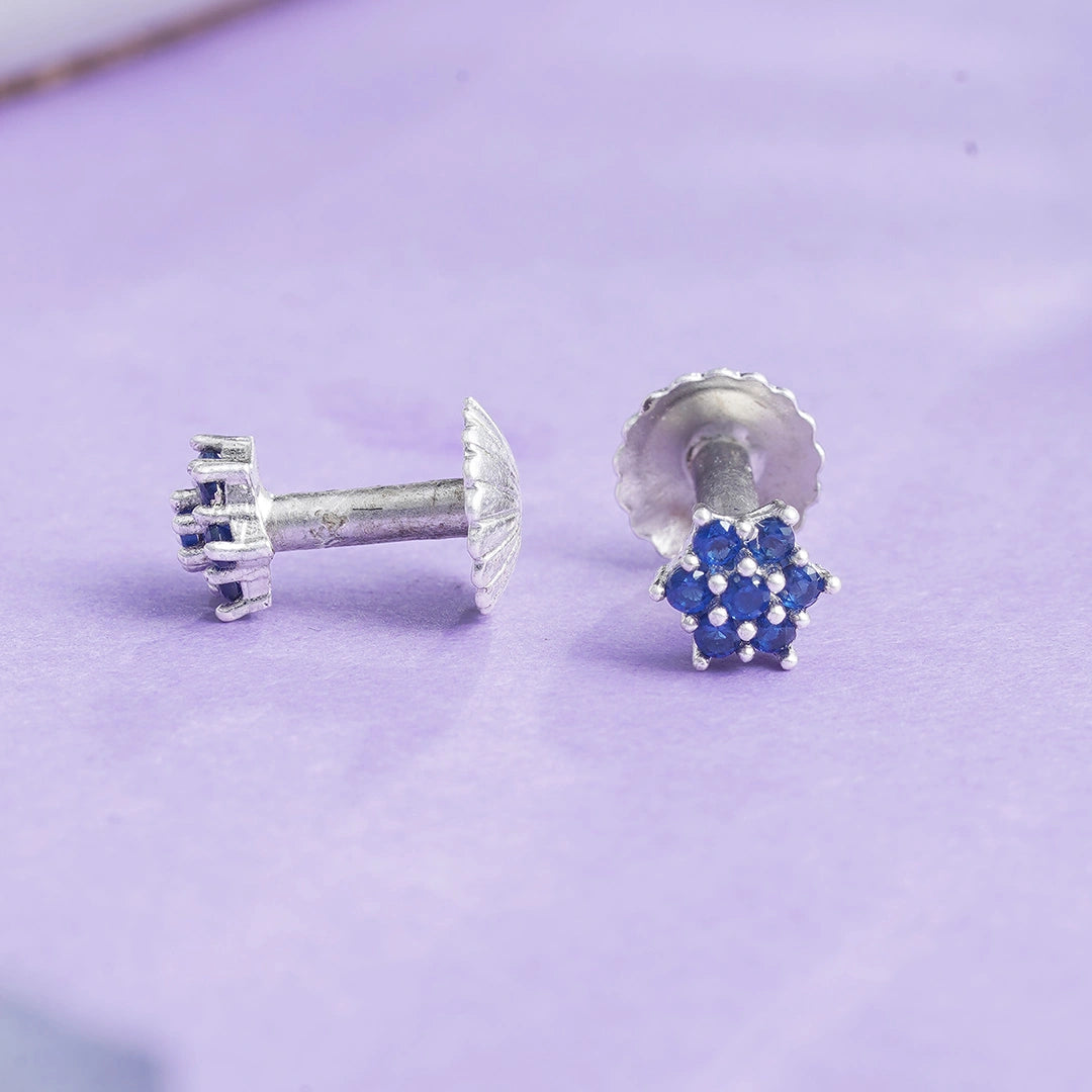 CZ Blue Cluster Stud Earrings Ishna