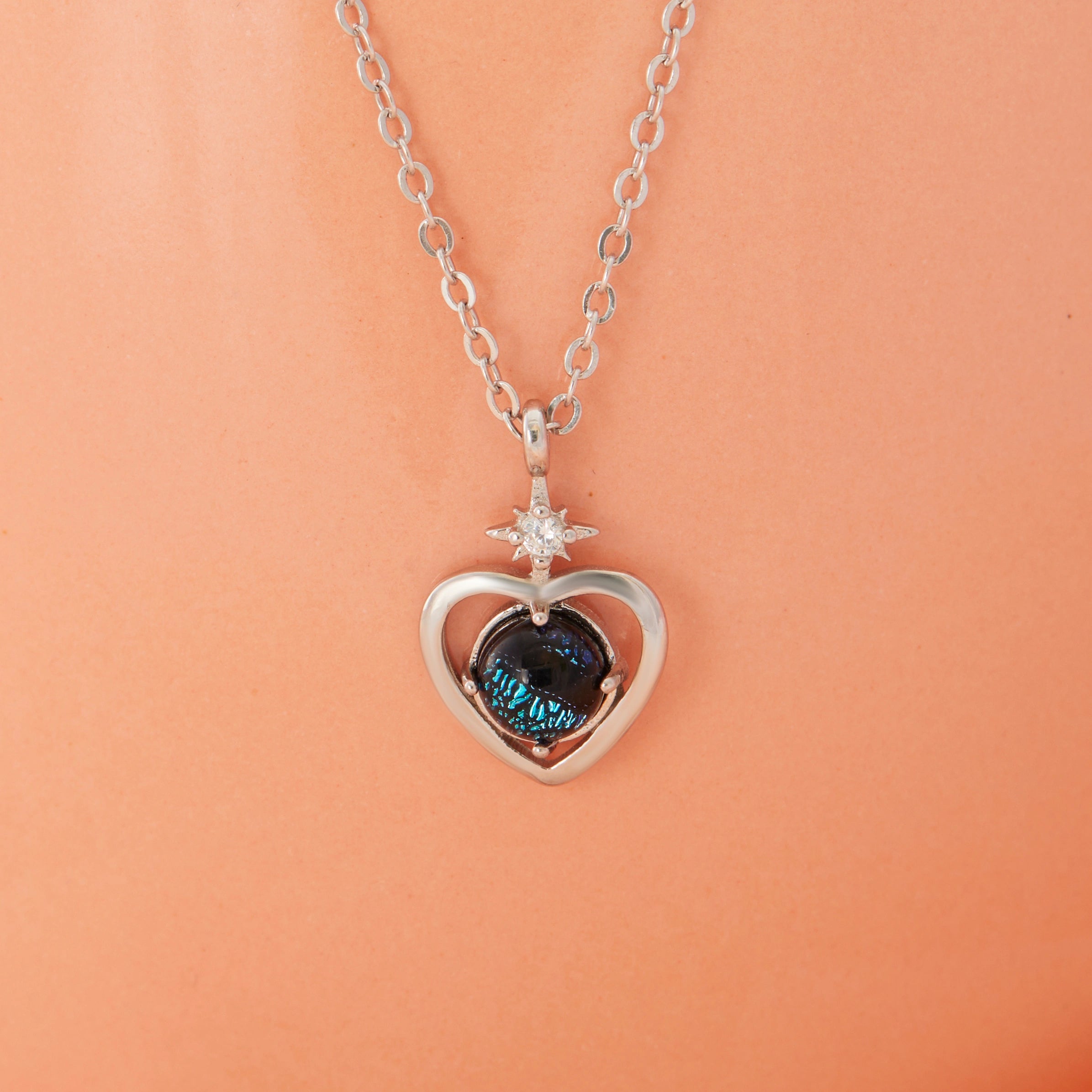 CZ Blue Heart Stone Chain Ishna