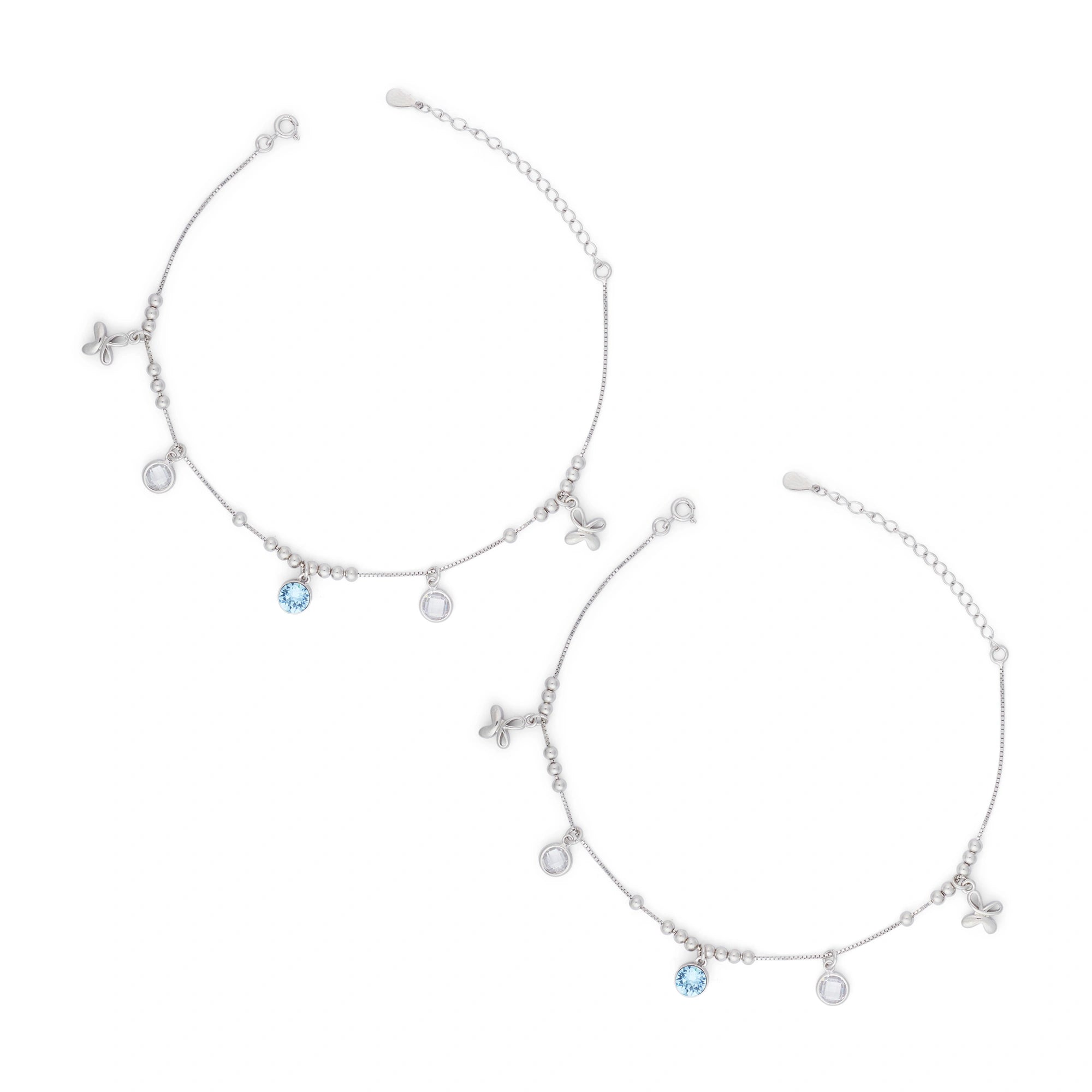 CZ Bow & Stone Anklet Ishna