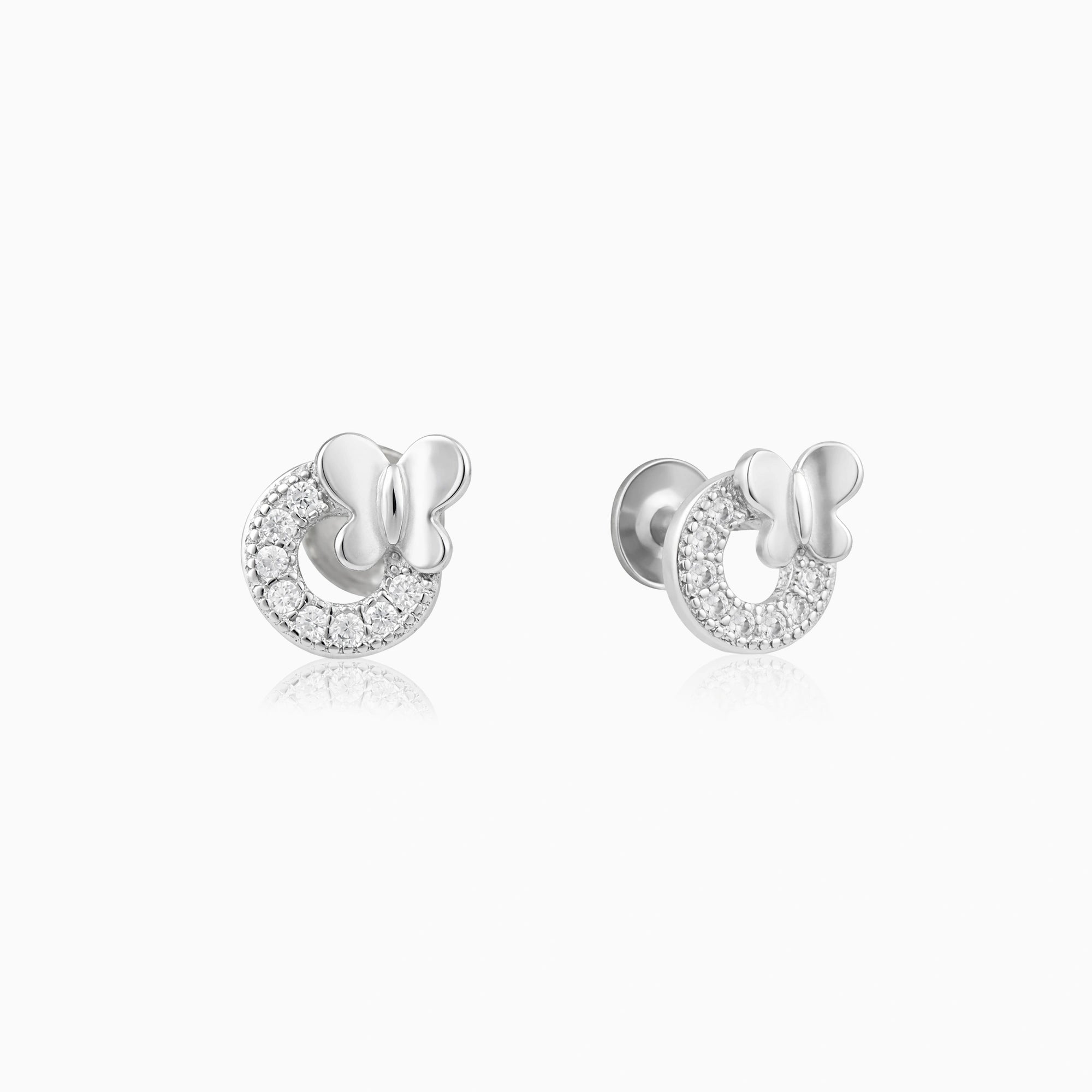 CZ Butterfly Circle Stud Earrings Ishna