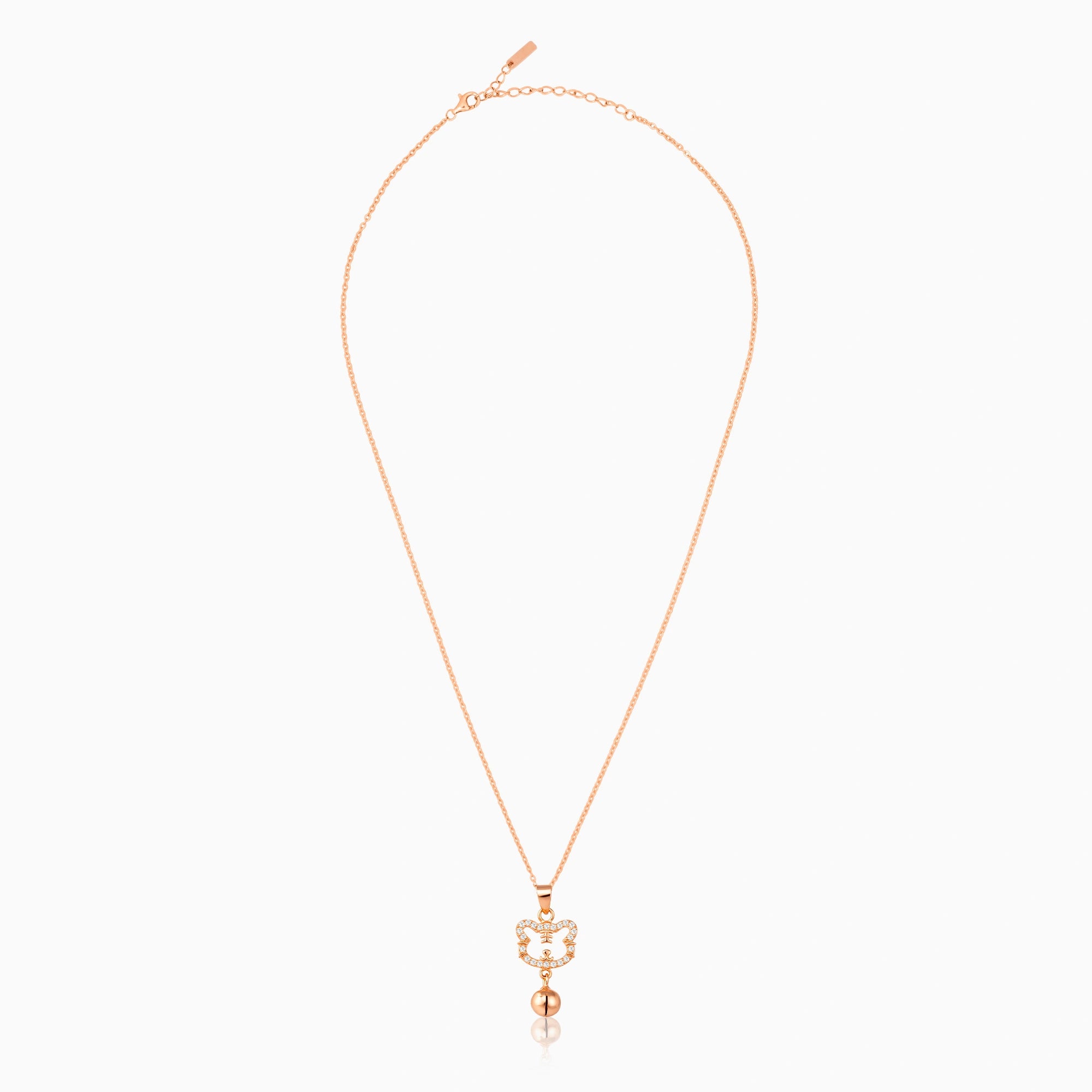CZ Cat Bell Motif Pendant Chain Ishna