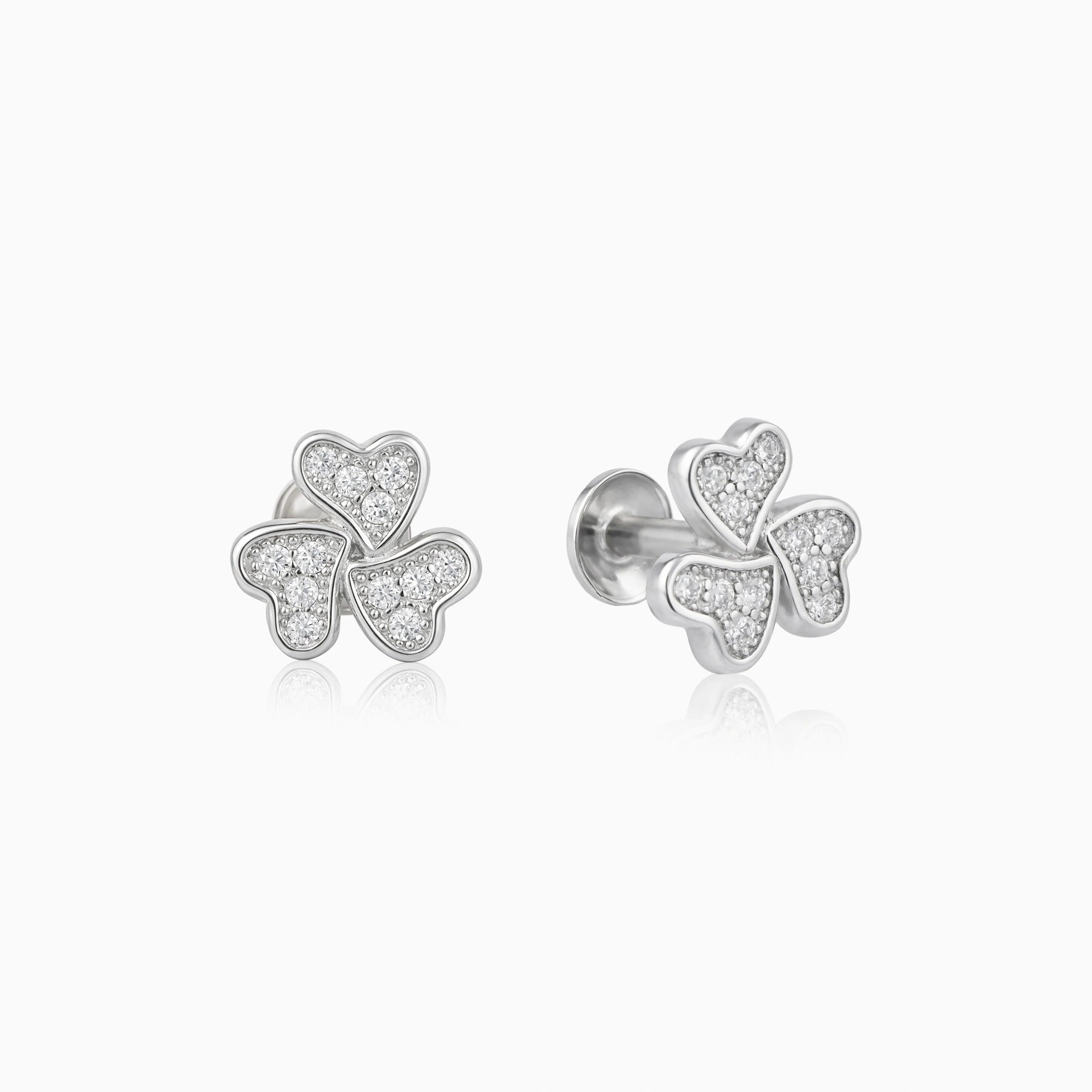 CZ Clover Heart Earrings Ishna