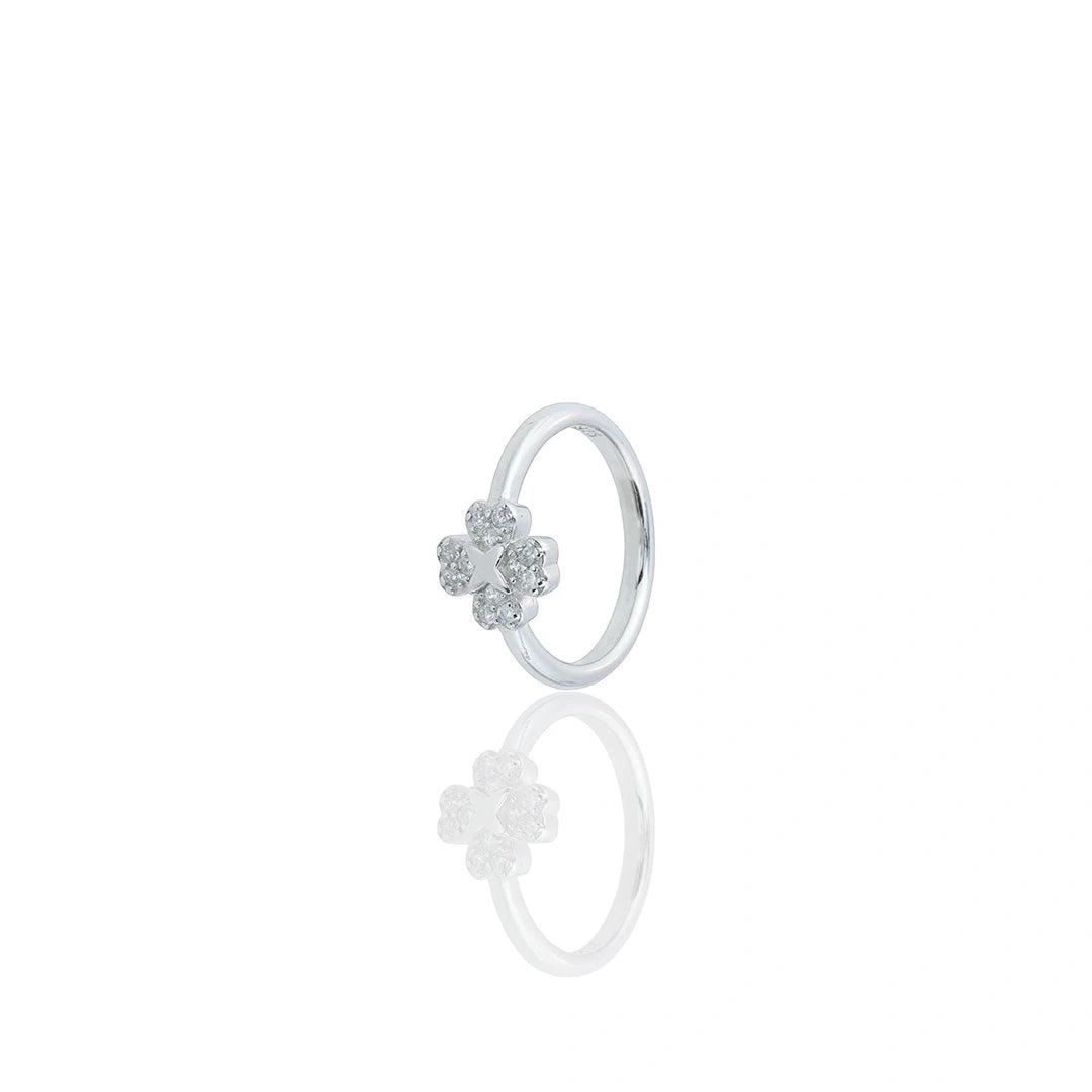 CZ Cluster Clover Ring Ishna