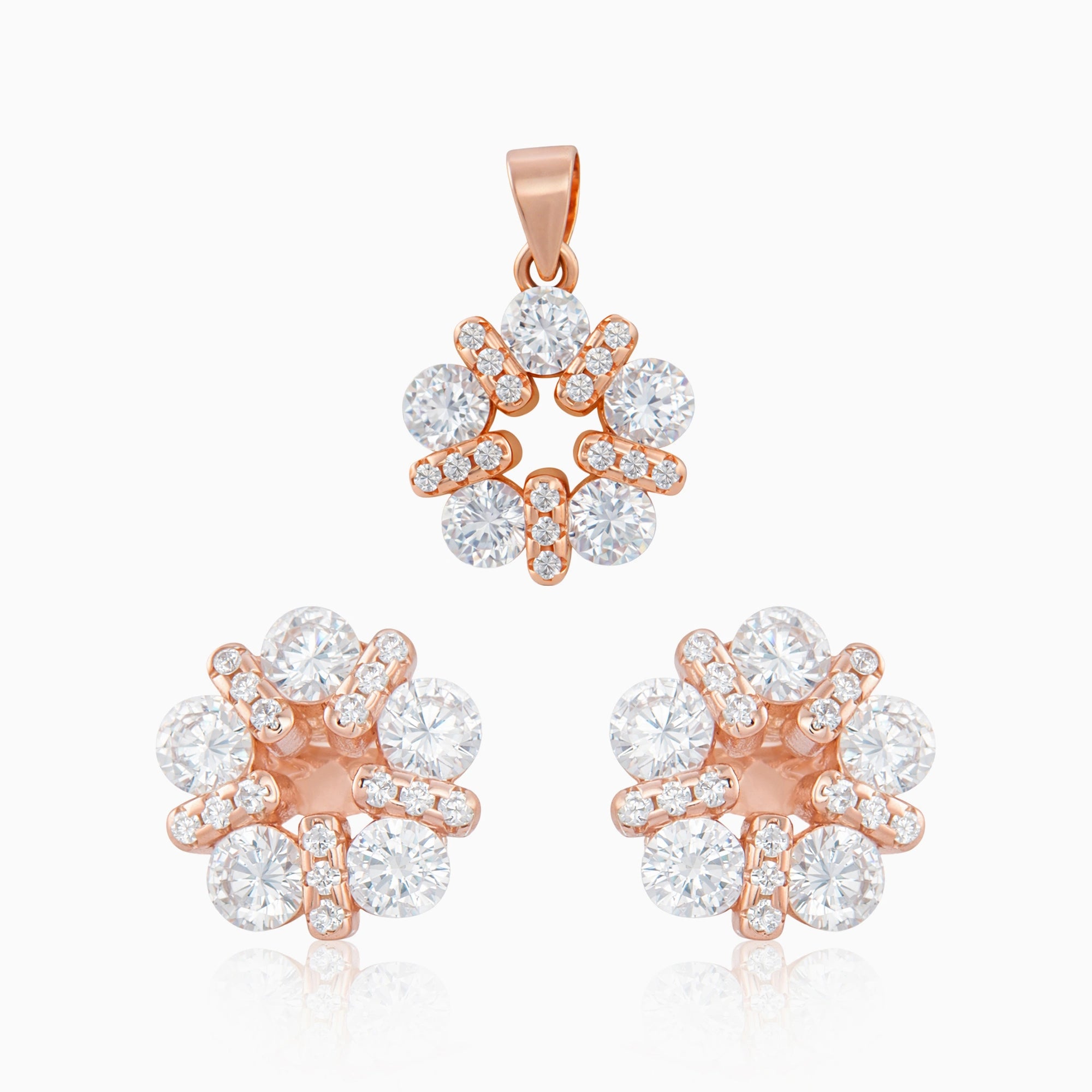 CZ Cluster Pendant & Earrings Ishna
