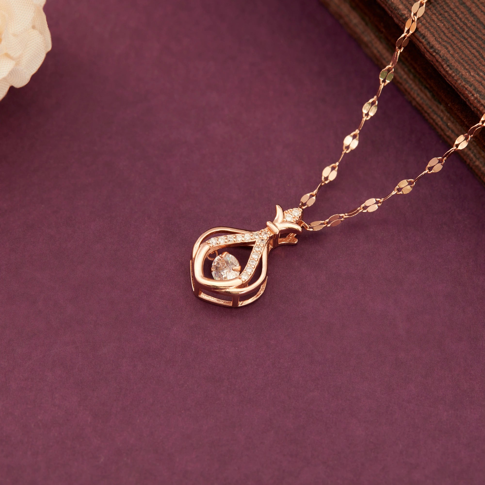 CZ Dancing Stone Pendant Chain Ishna