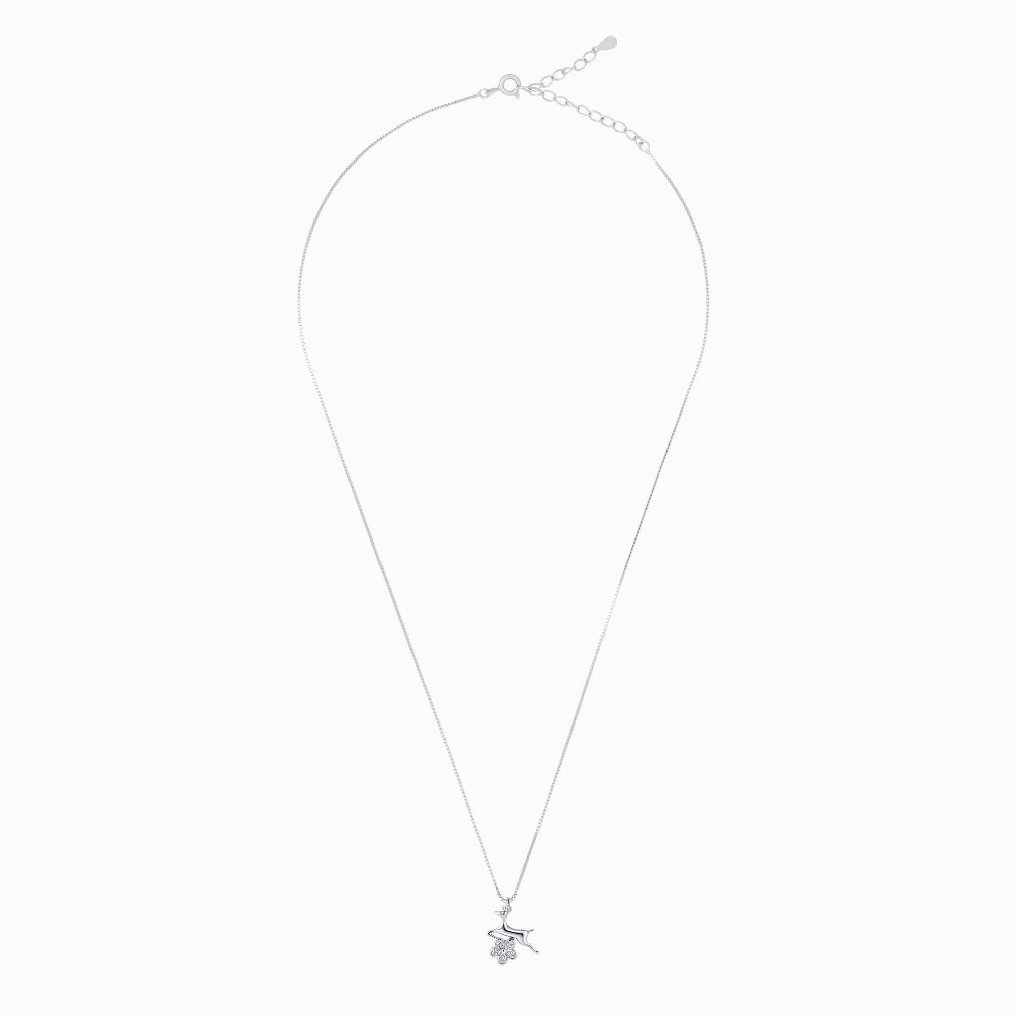 CZ Deer Flower Motif Pendant Chain Ishna