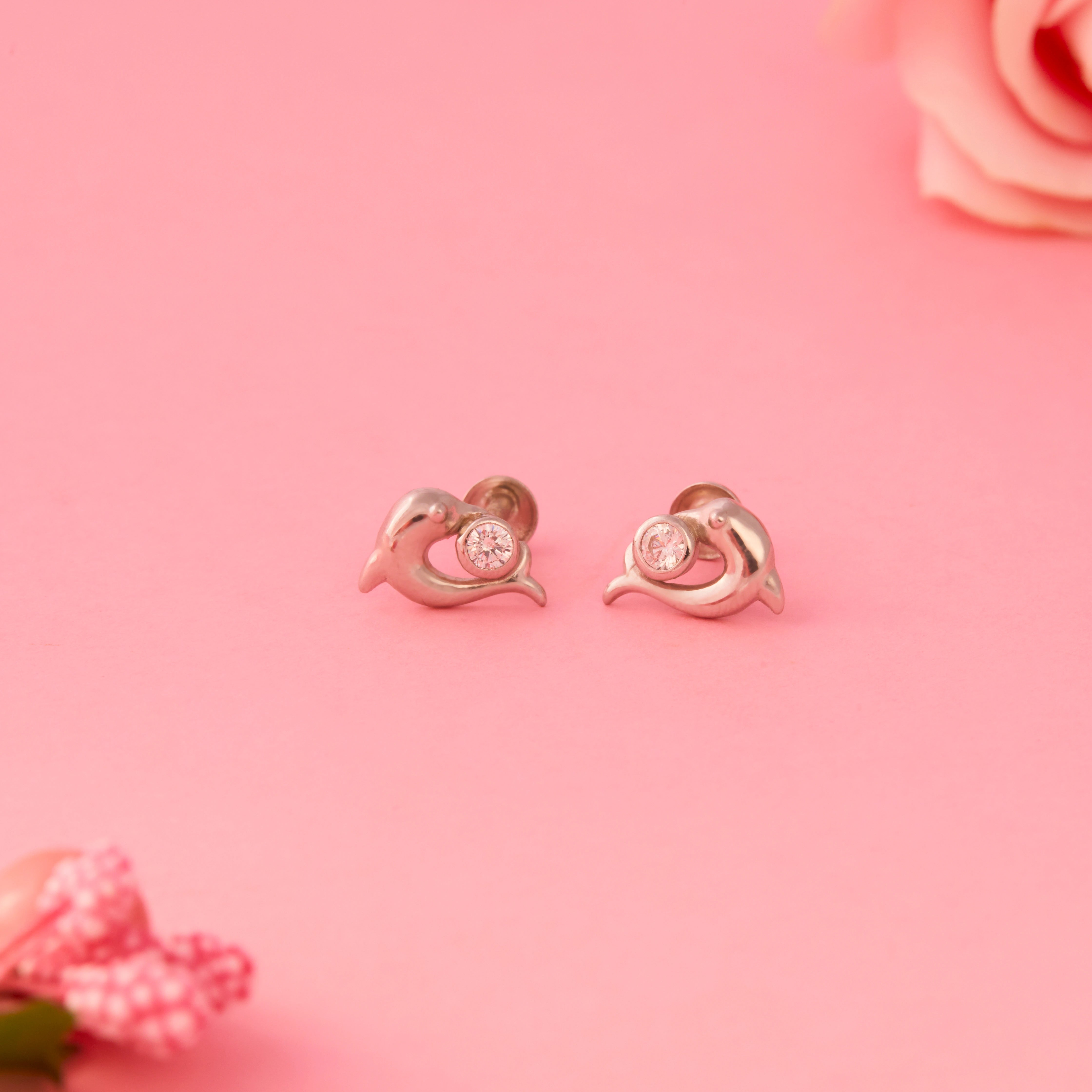 CZ Dolphin Earrings Ishna