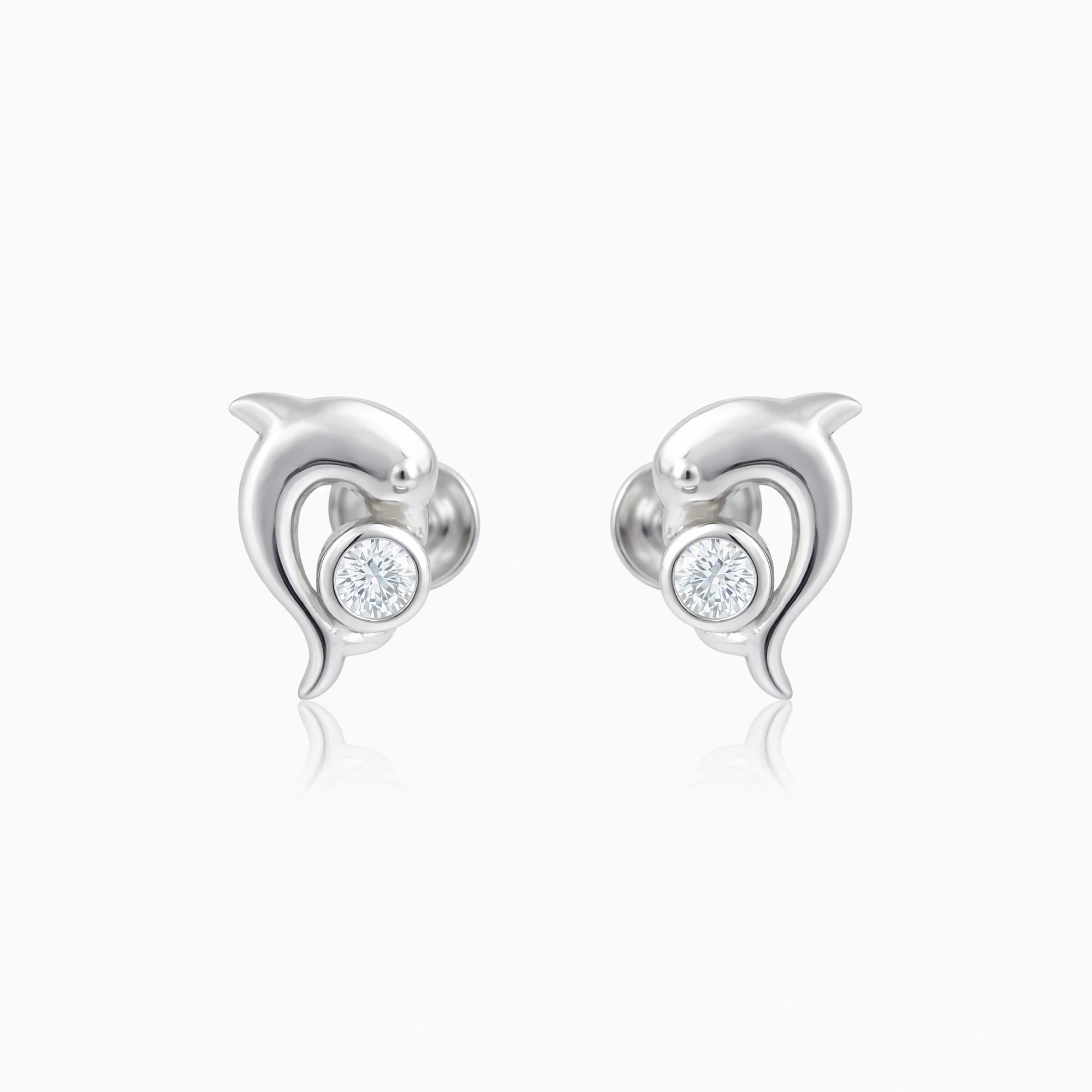 CZ Dolphin Stud Earrings Ishna