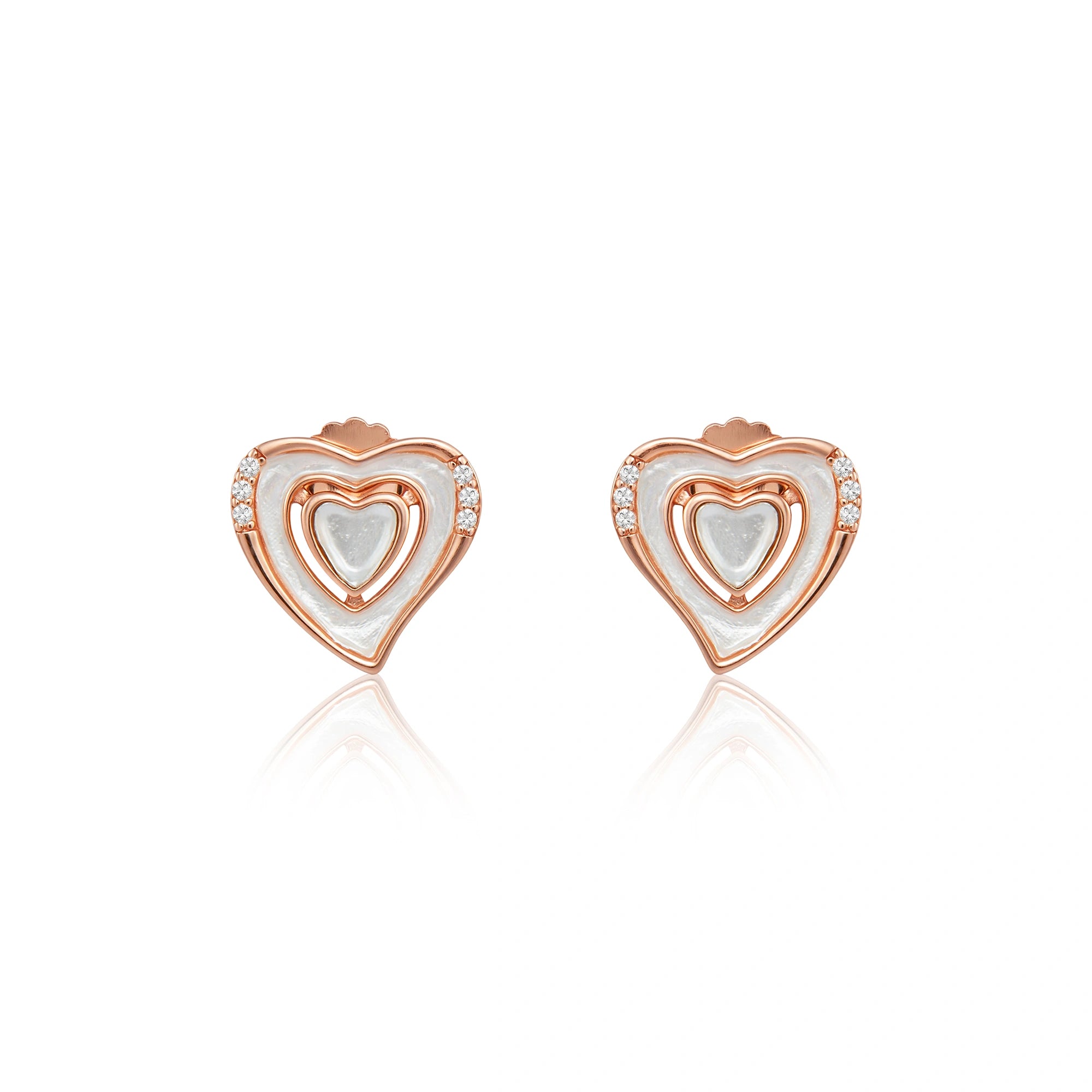 CZ Double Heart Earrings Ishna