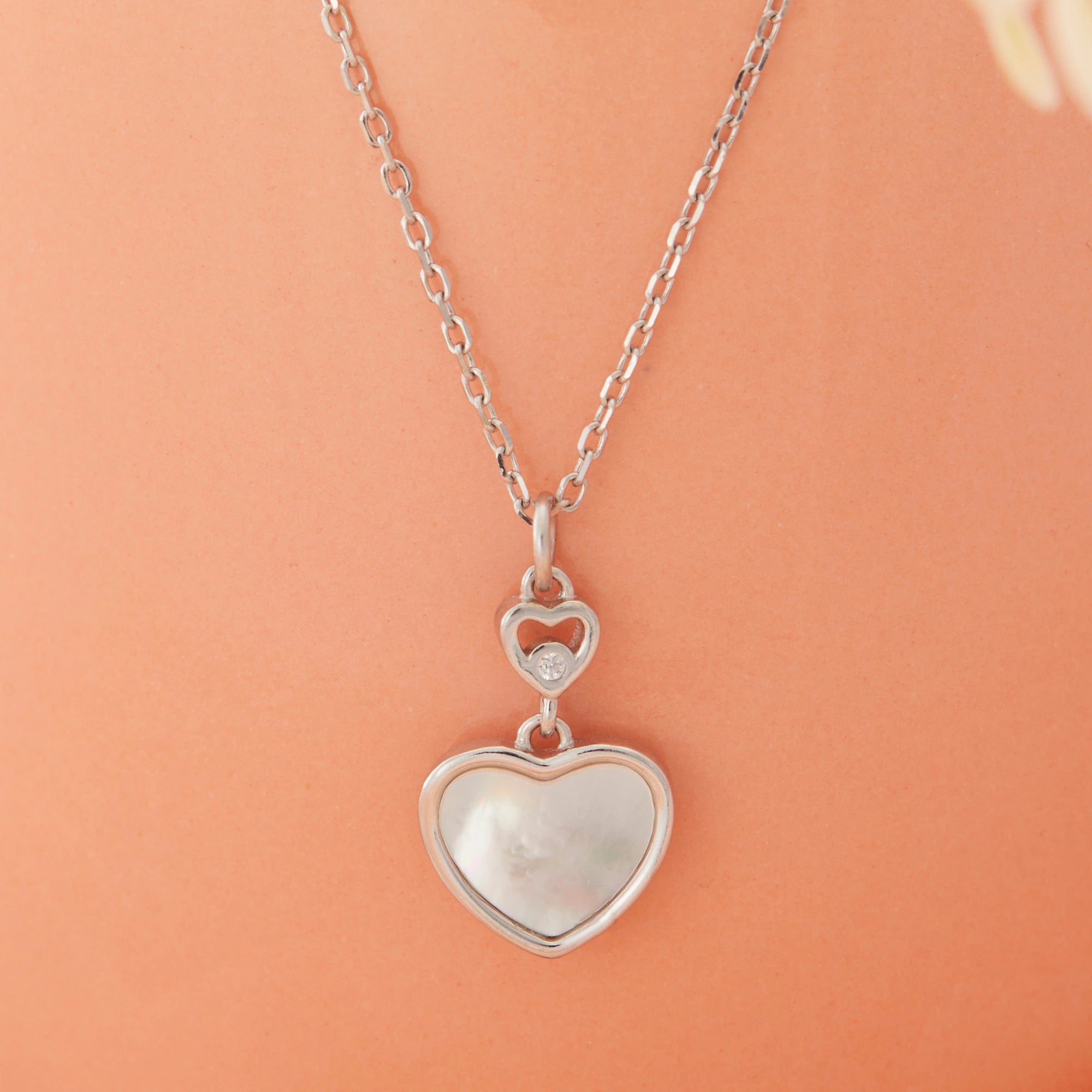 CZ Double Heart Motif Chain Ishna