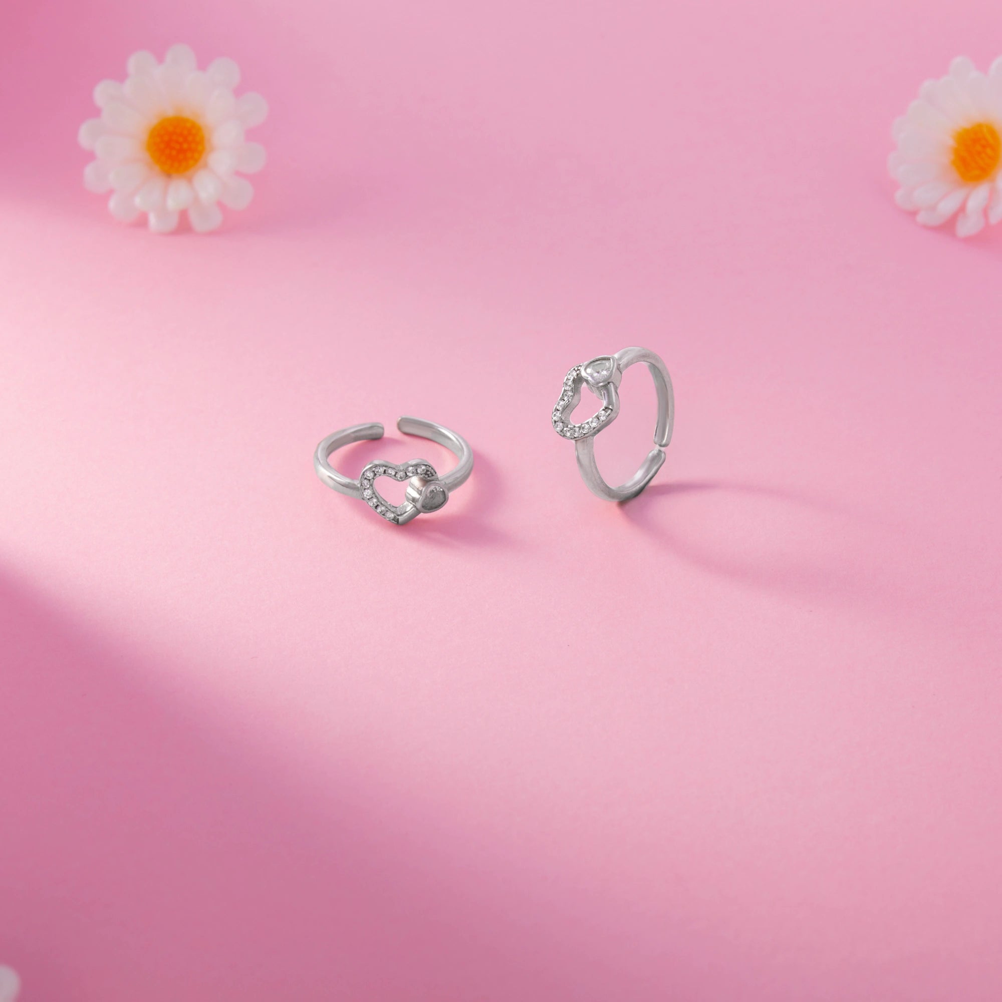 CZ Double Heart Toe Ring Ishna