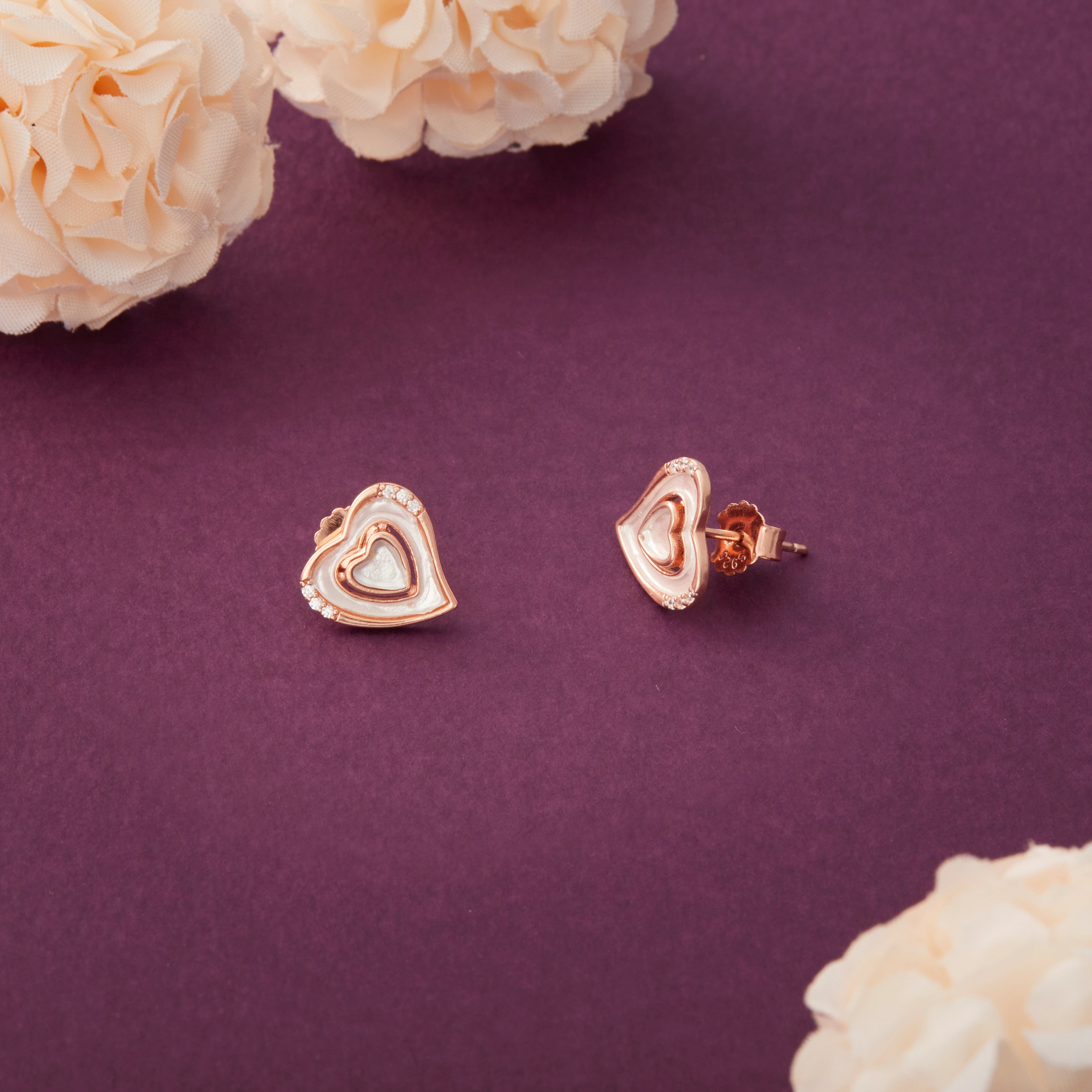 CZ Double Layered Heart Earrings Ishna