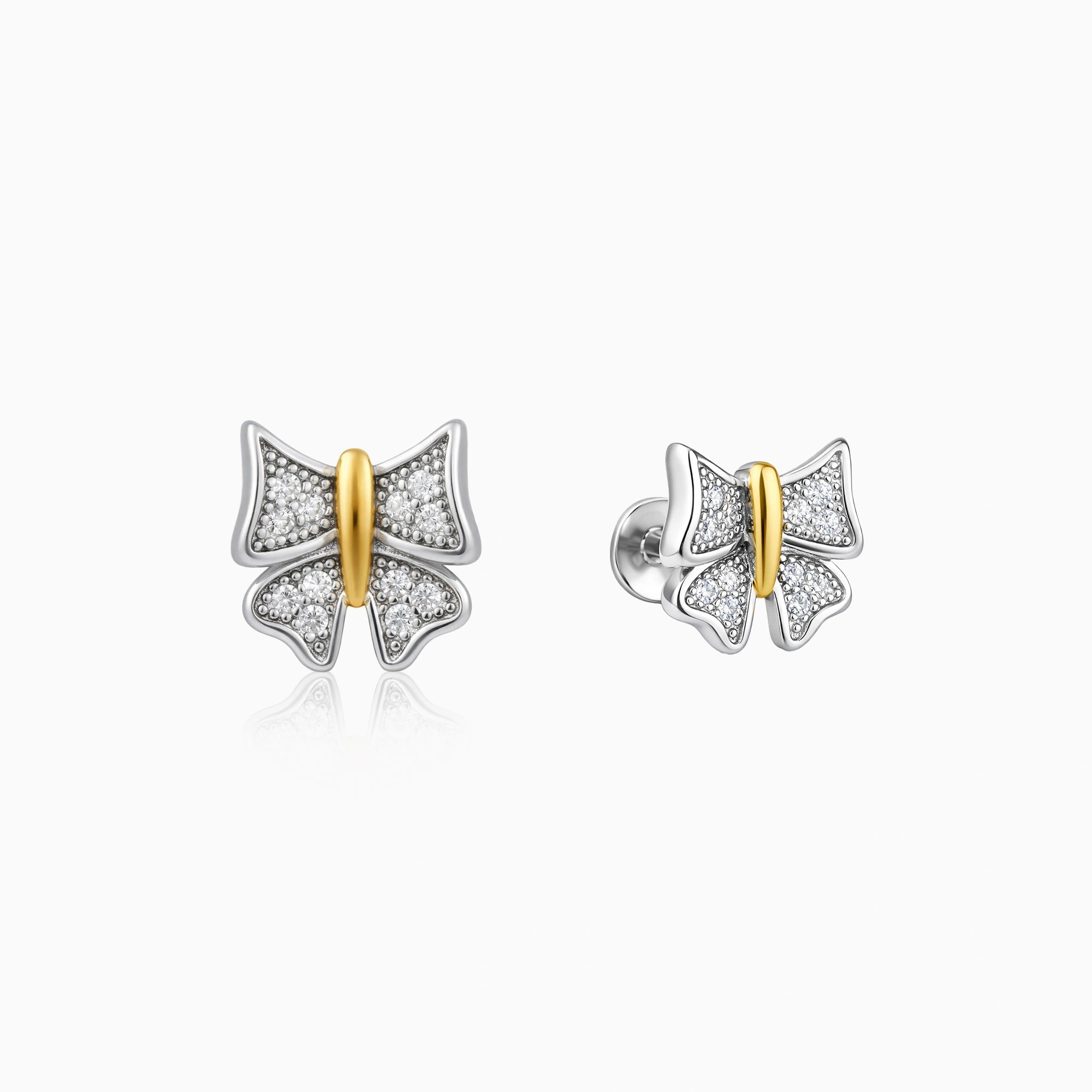 CZ Dual Tone Butterfly Stud Earrings Ishna