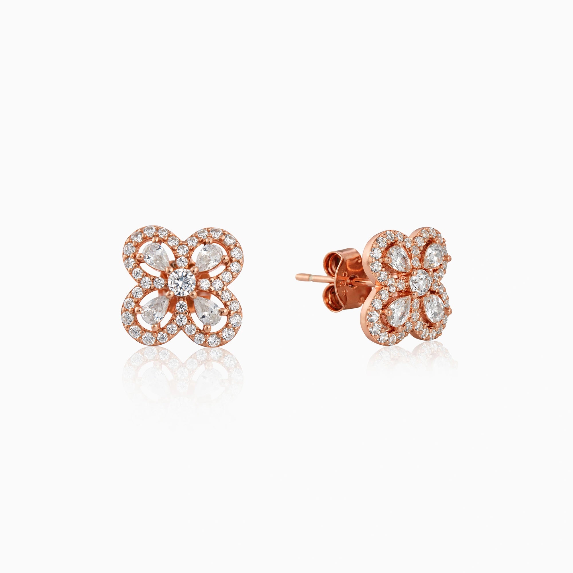 CZ Floral Clover Earrings Ishna