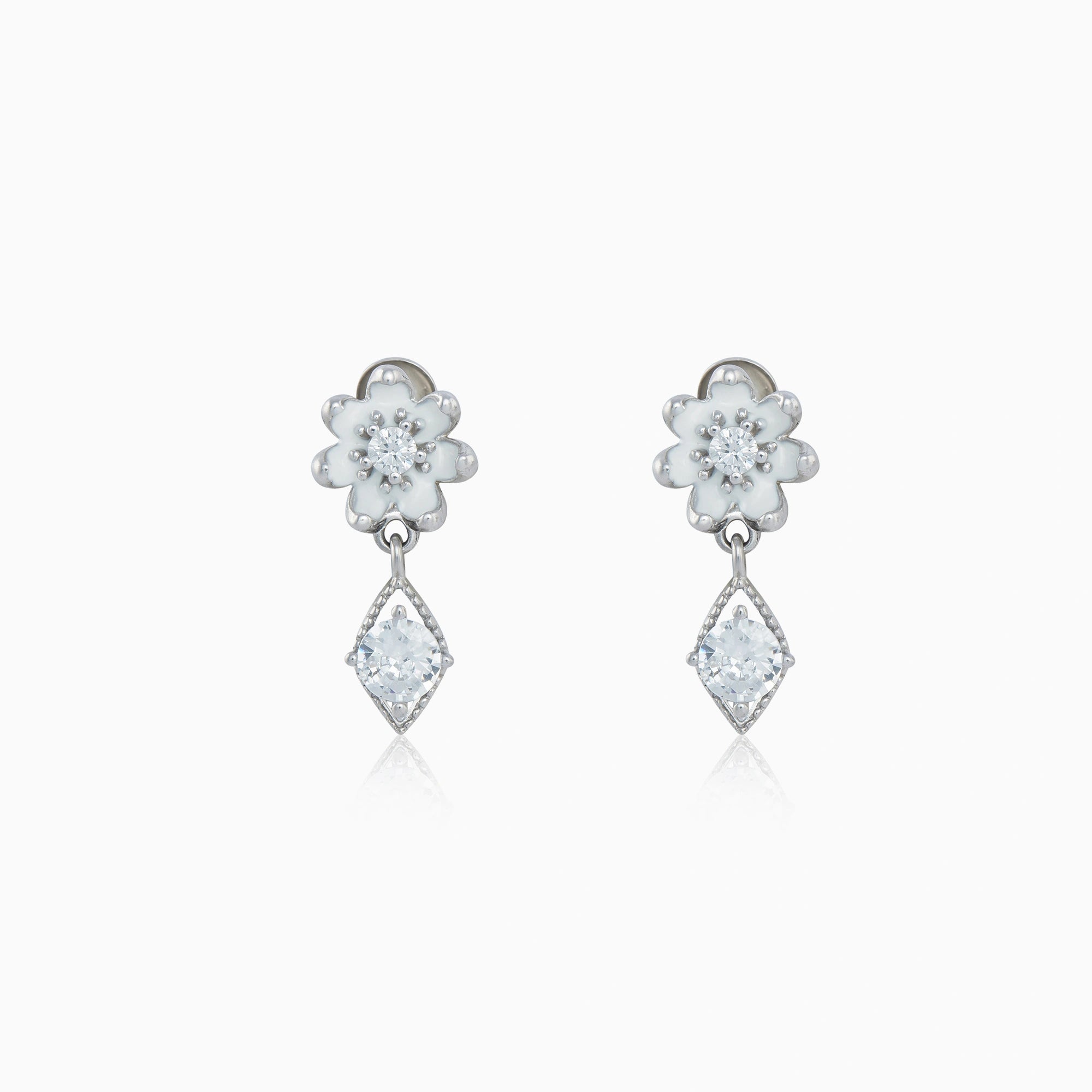 CZ Floral Drop Earrings Ishna