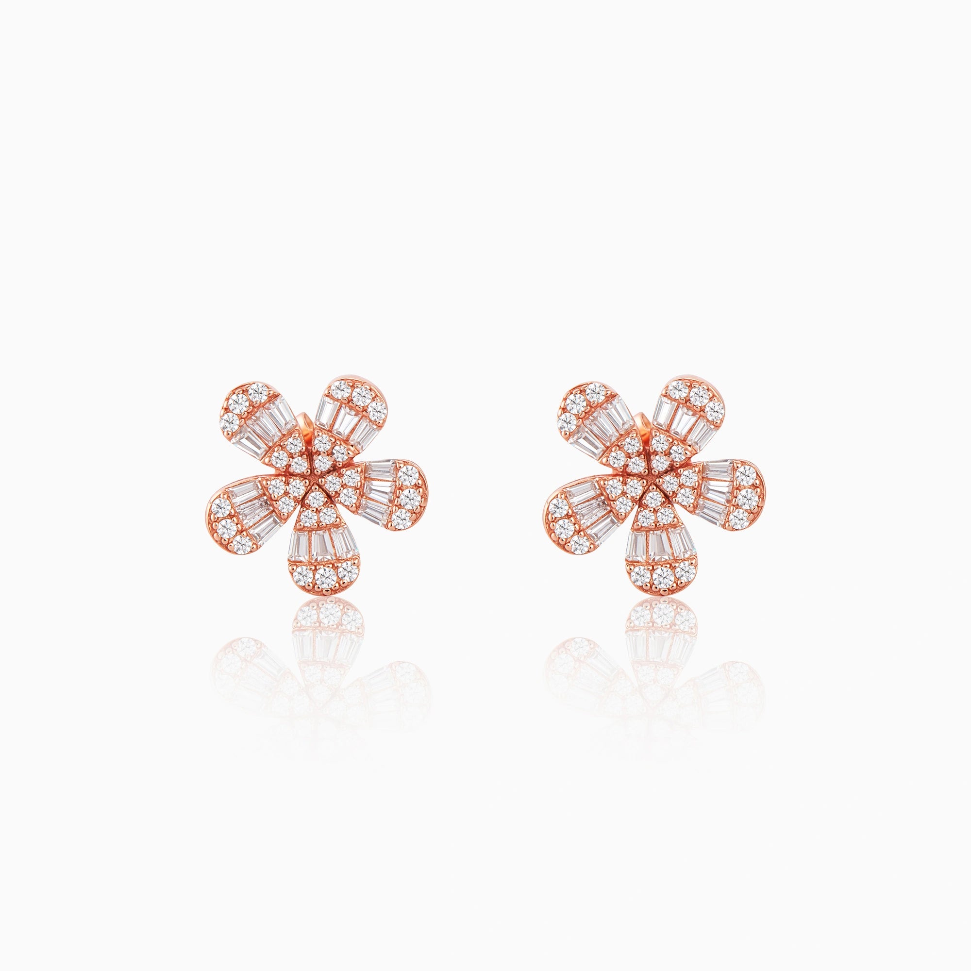 CZ Floral Stud Earrings Ishna