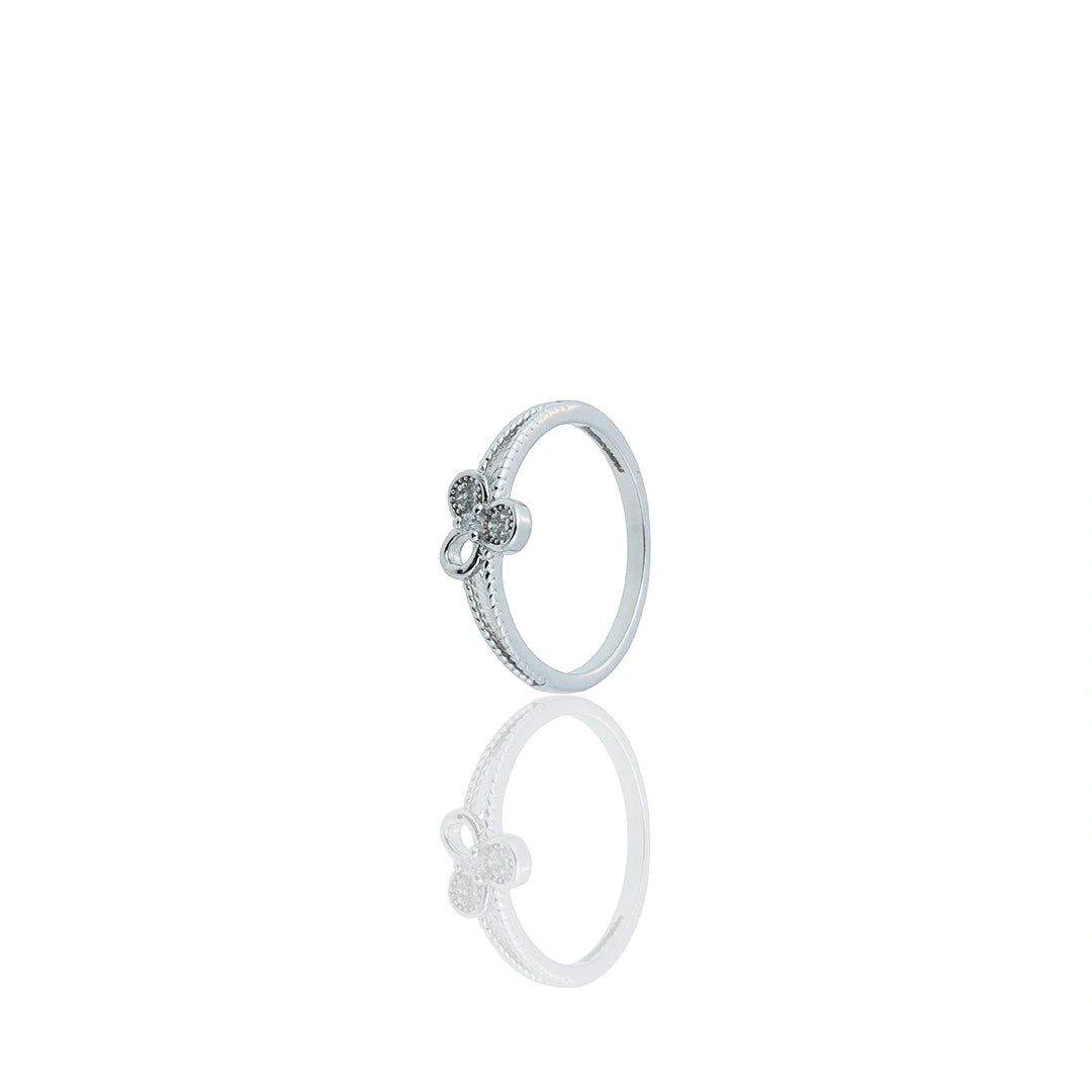 CZ Flower Band Ring in Sterling Silver Ishna