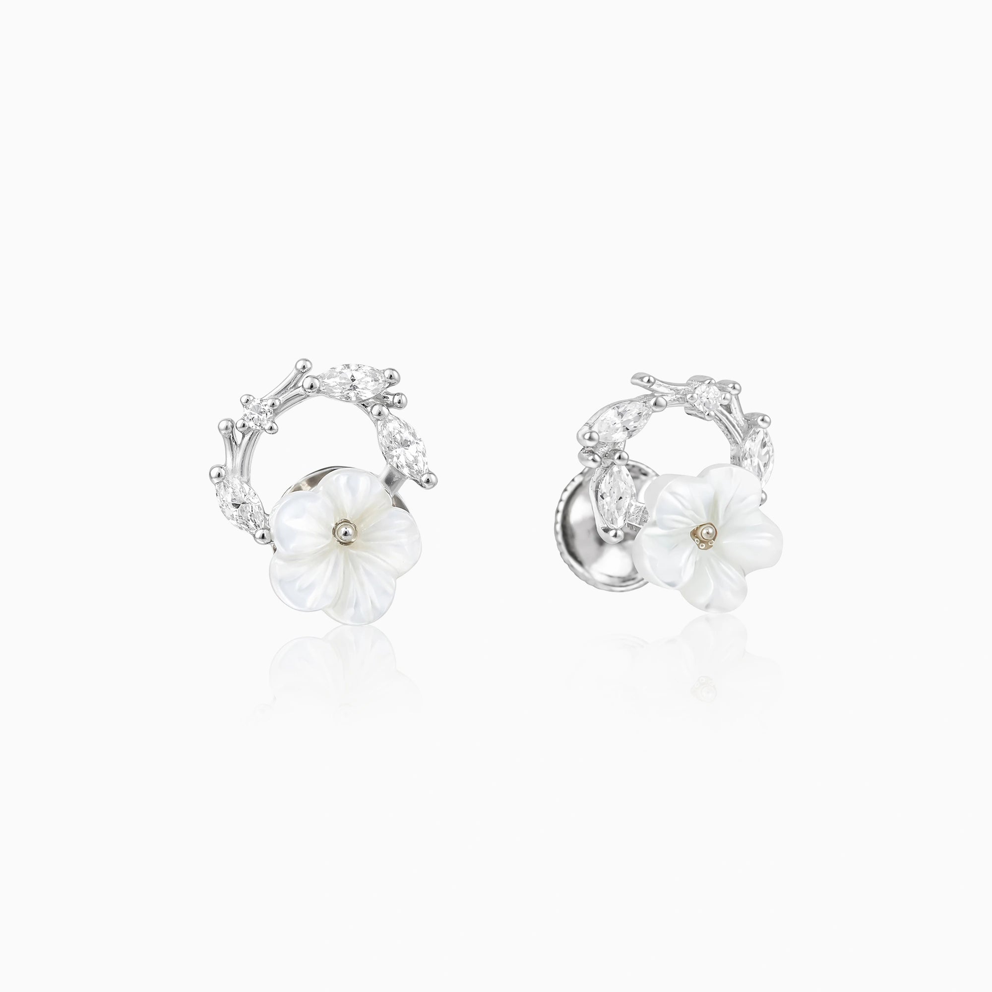 CZ Flower Hoop Earrings Ishna