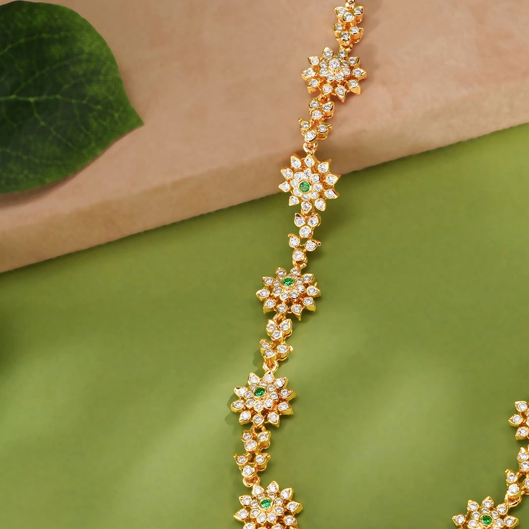 CZ Flower Stone Necklace Ishna